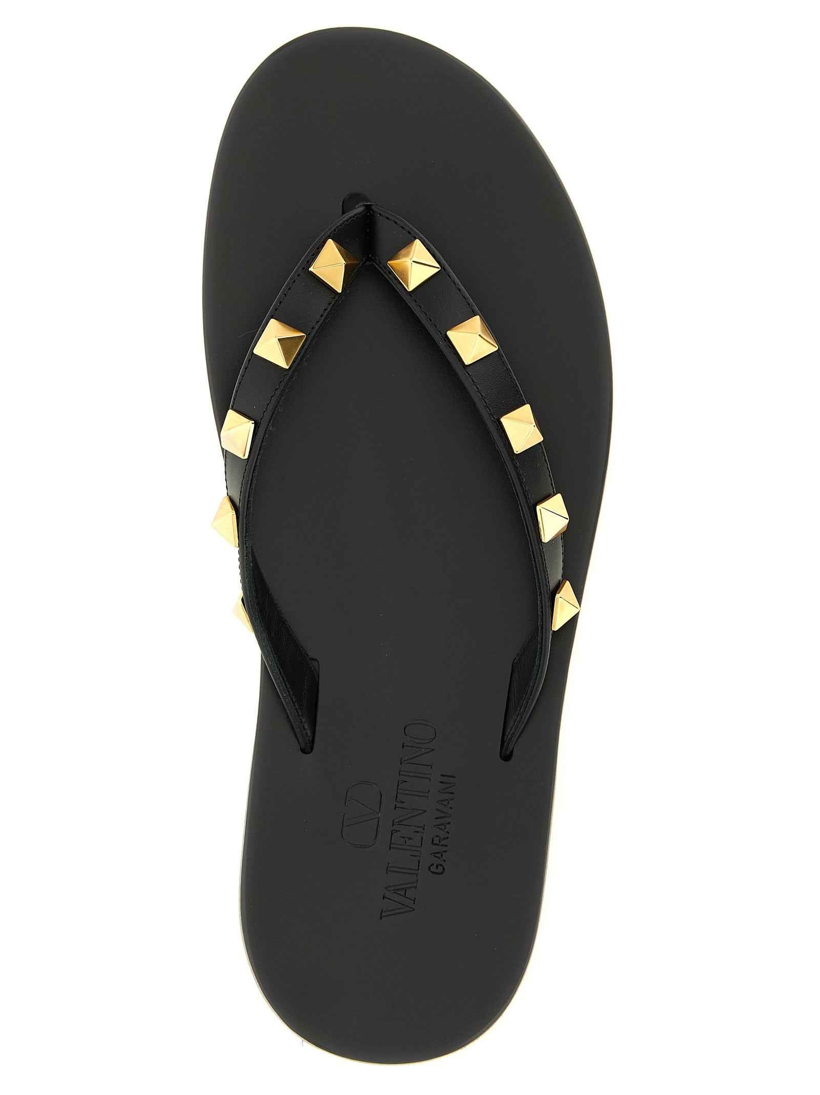 Valentino Garavani Black Calfskin Slides