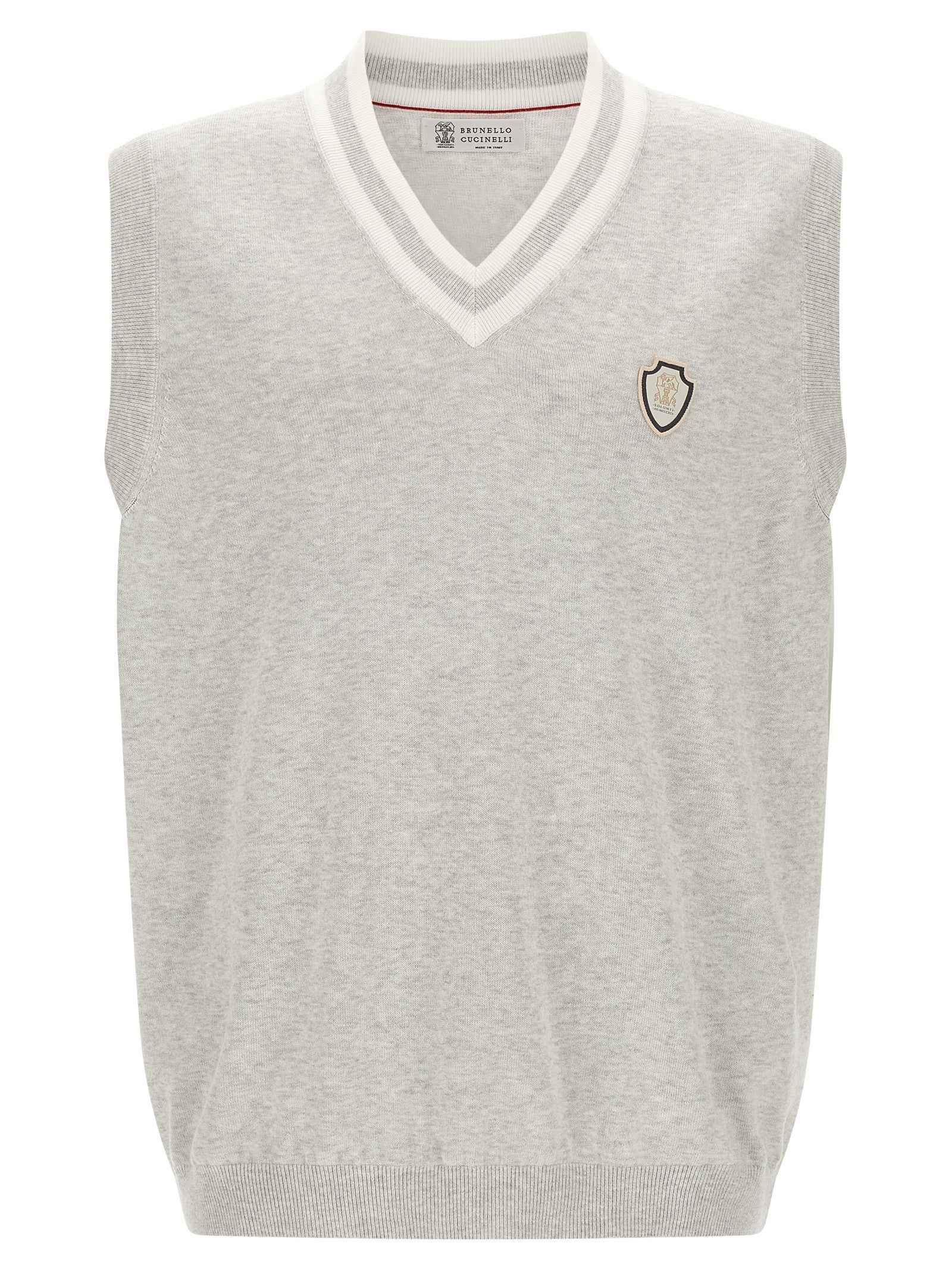 Brunello Cucinelli Gray Cotton Sleeveles Sweater