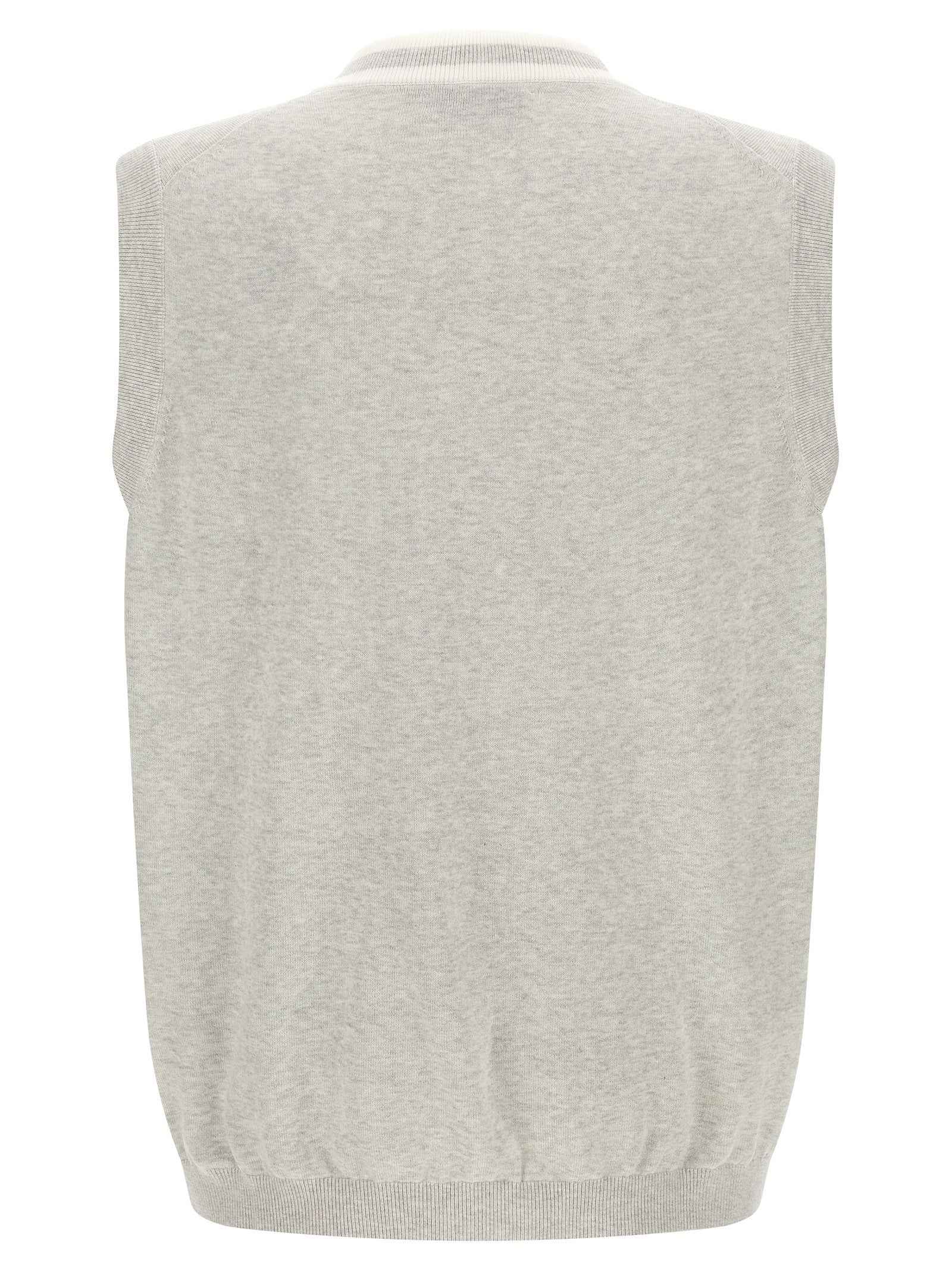 Brunello Cucinelli Gray Cotton Sleeveles Sweater