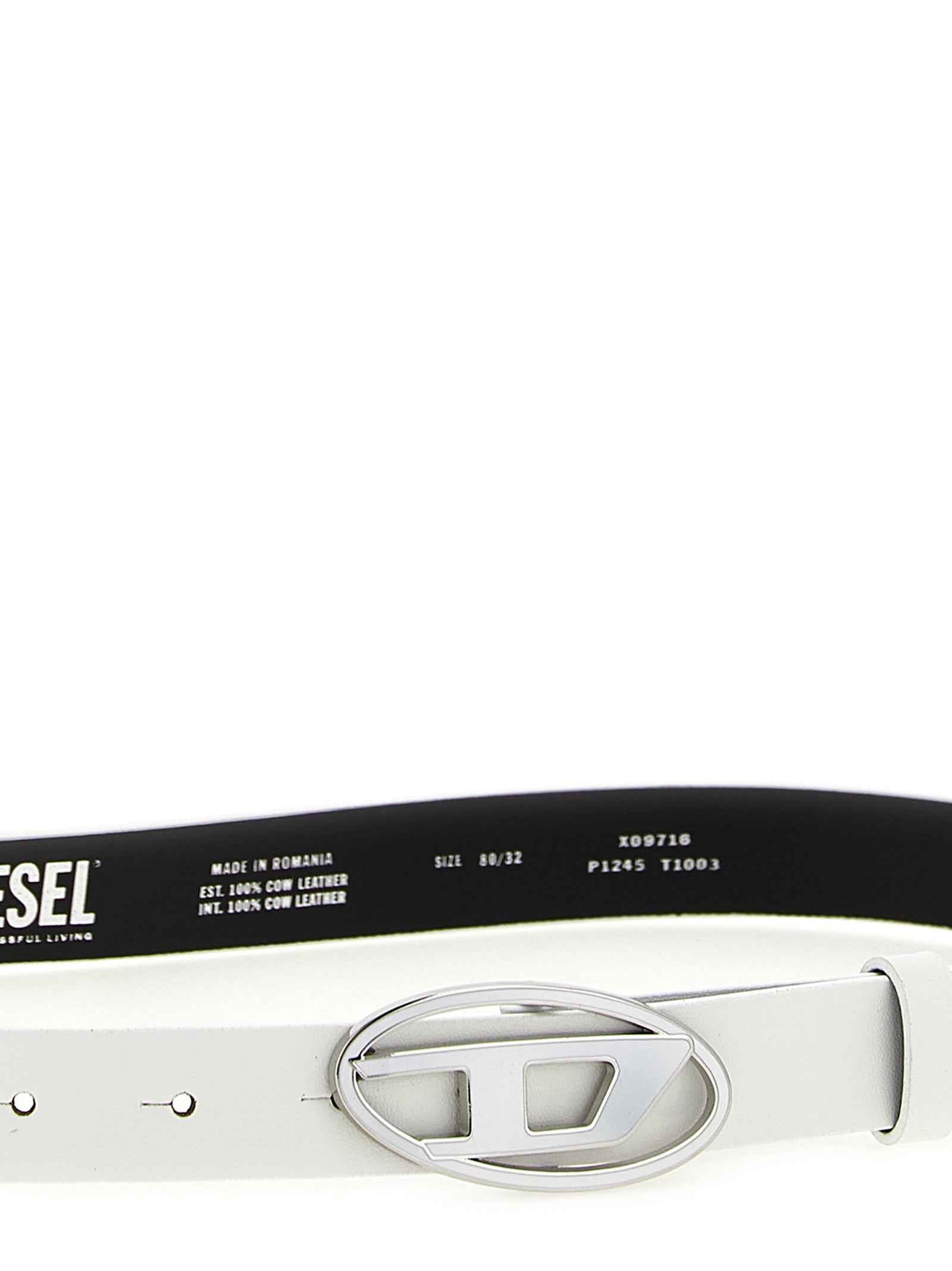 Diesel White Leather Regular Belt