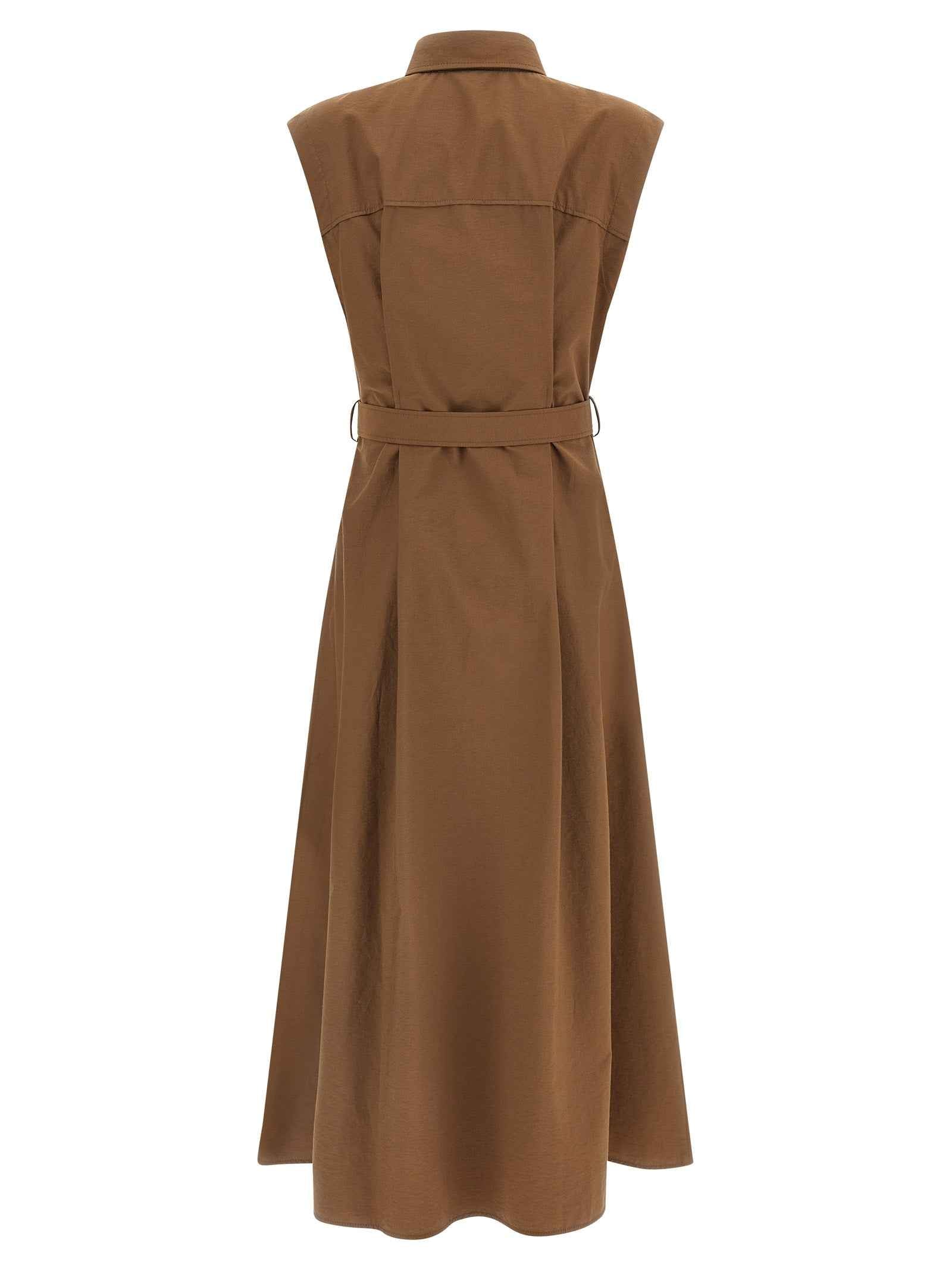 Brunello Cucinelli Brown Cotton Midi Dress