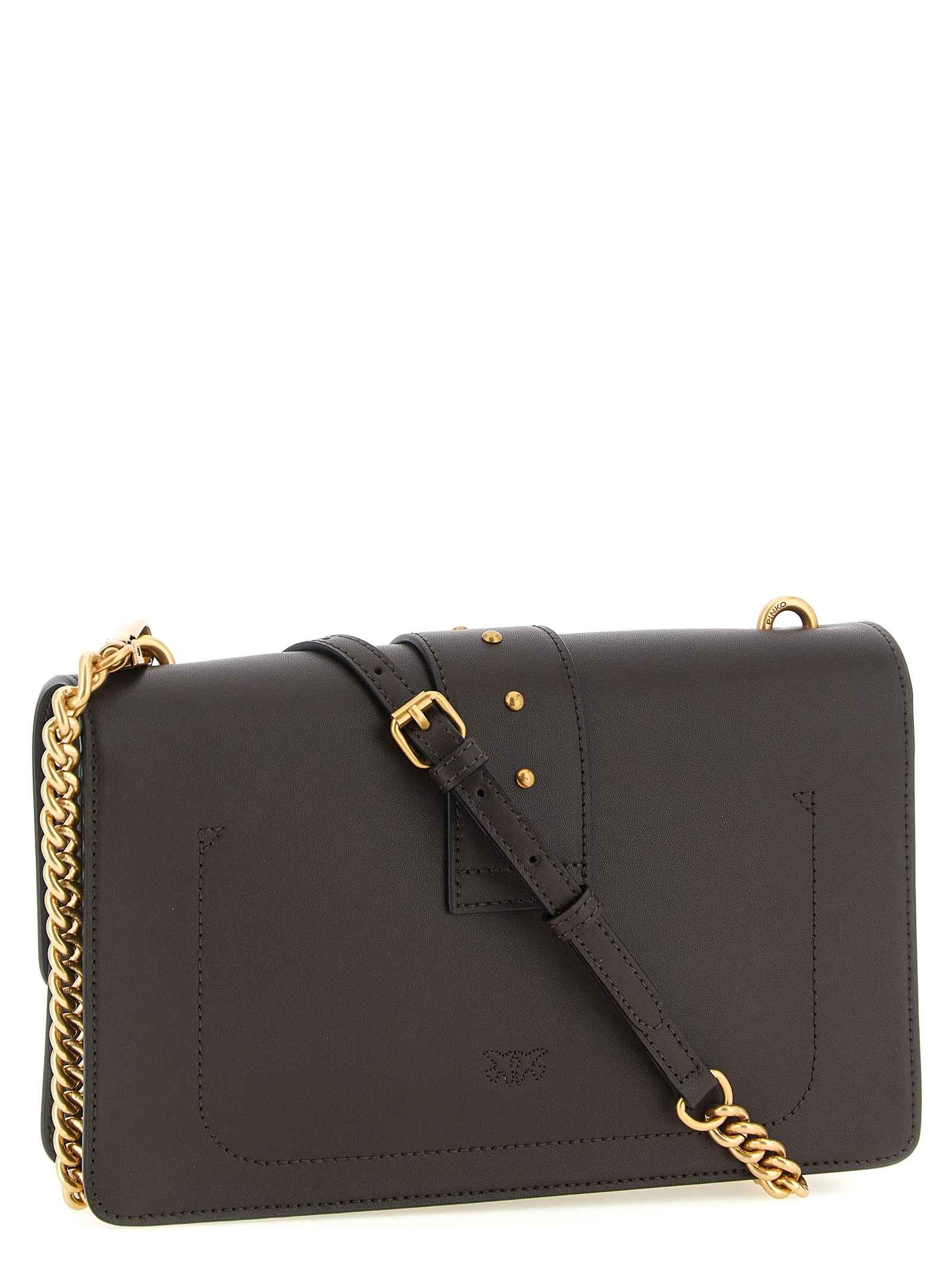 PINKO Brown Calfskin Crossbody Bag