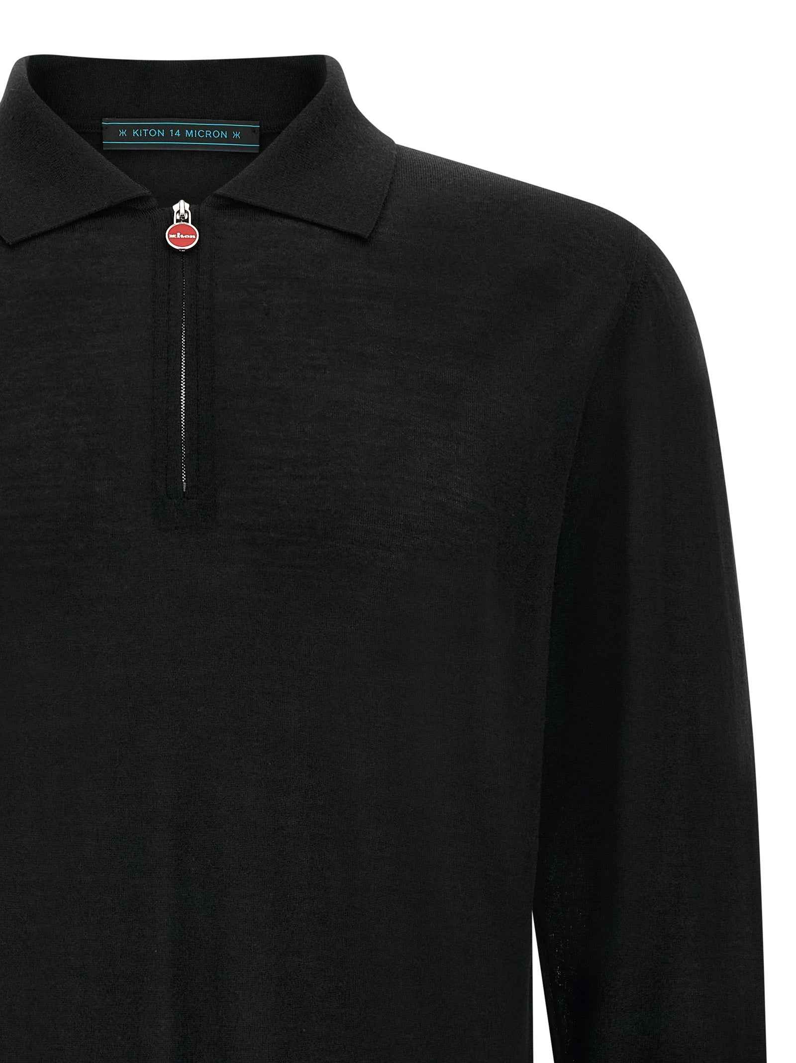 Kiton Black Wool Polo Shirt