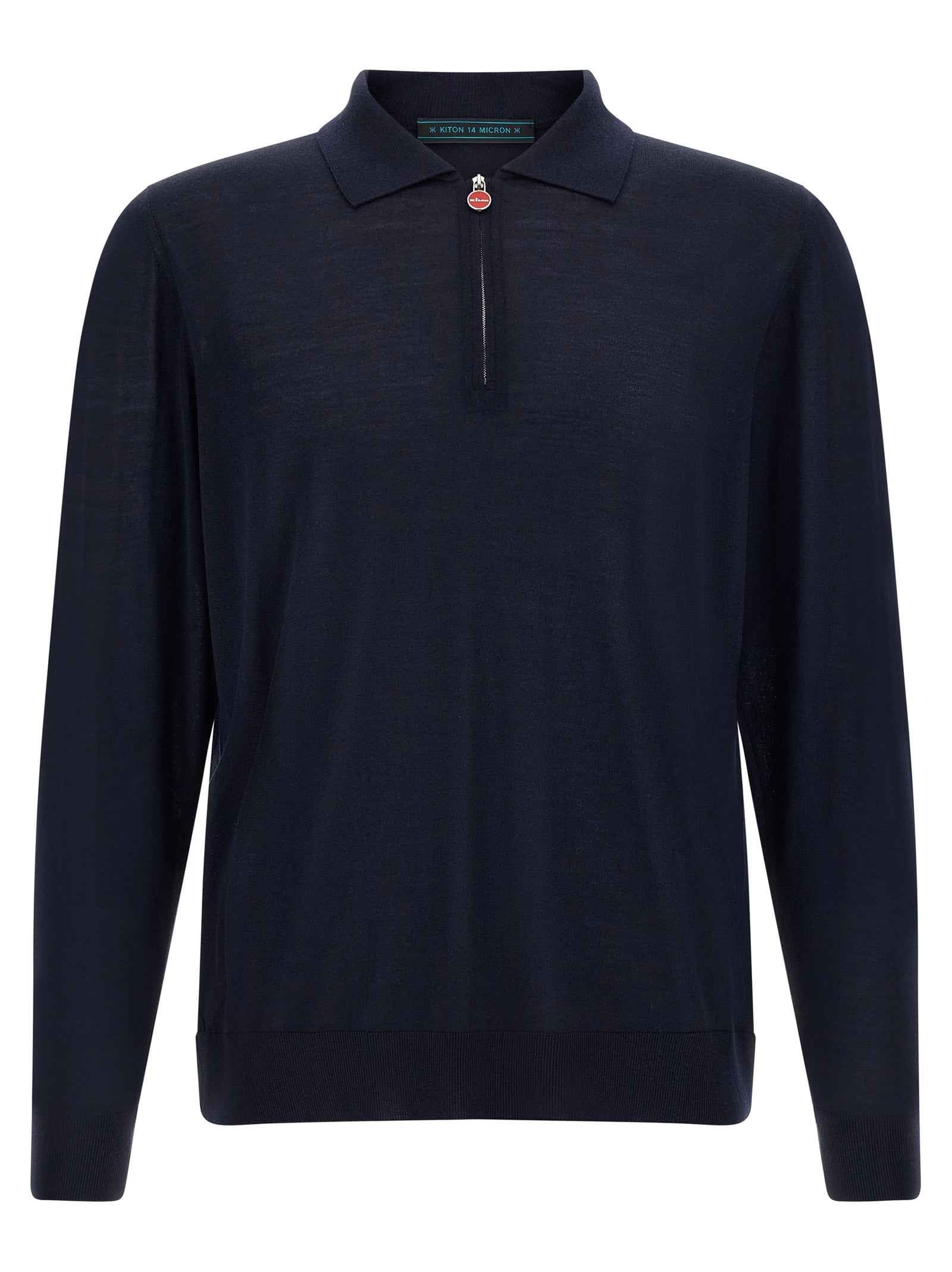 Kiton Blue Wool Polo Shirt