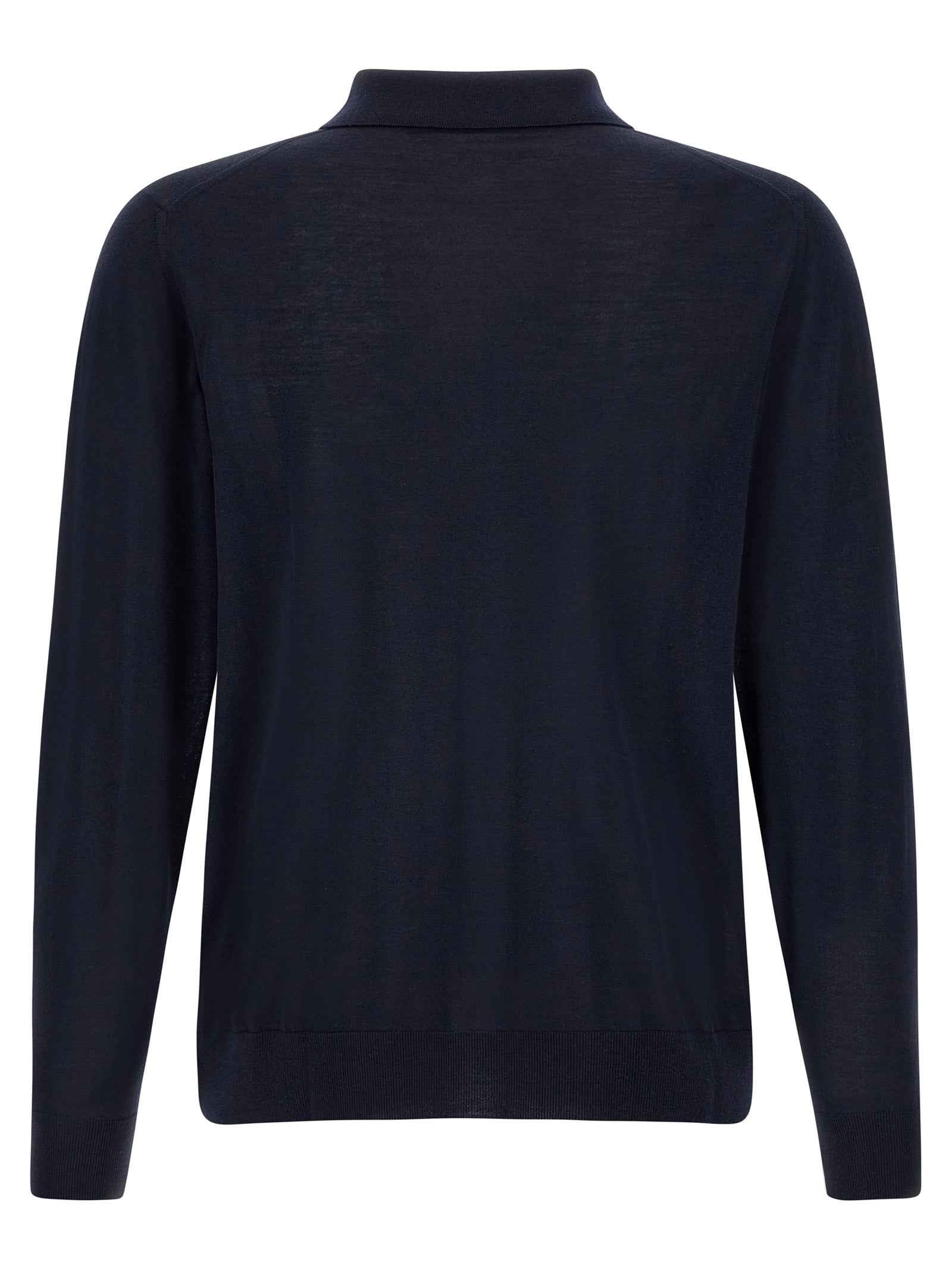 Kiton Blue Wool Polo Shirt
