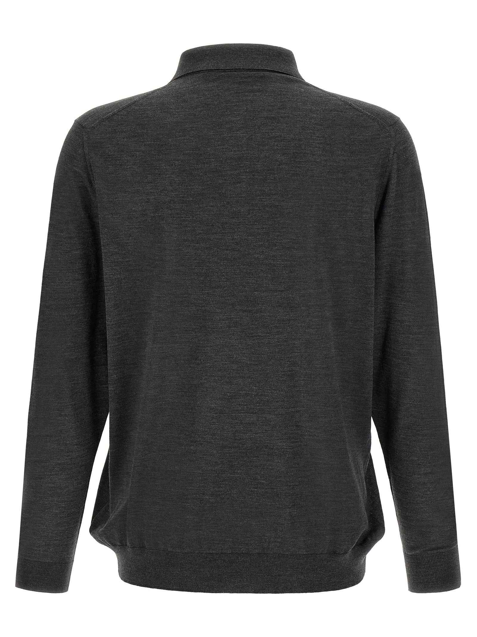 Kiton Gray Wool Polo Shirt
