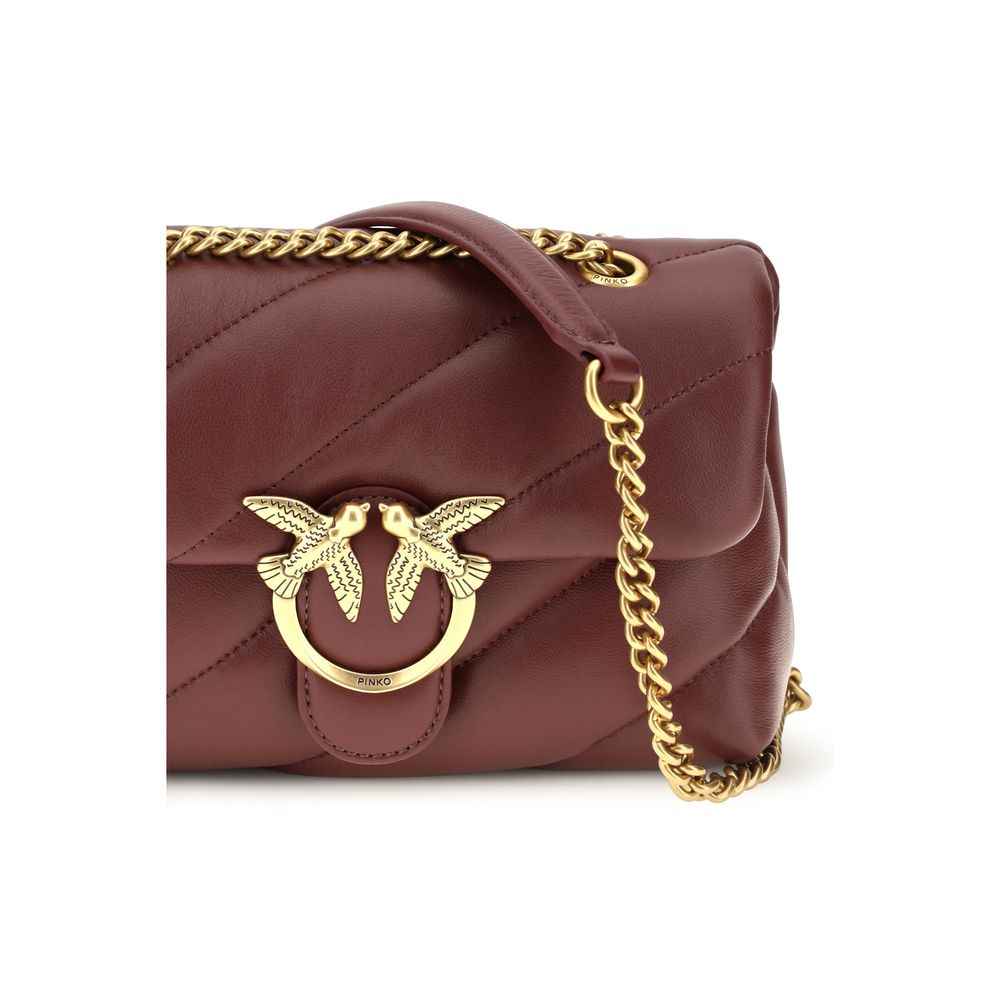 PINKO Bordeaux Calf Leather Bos Taurus Shoulder Bag