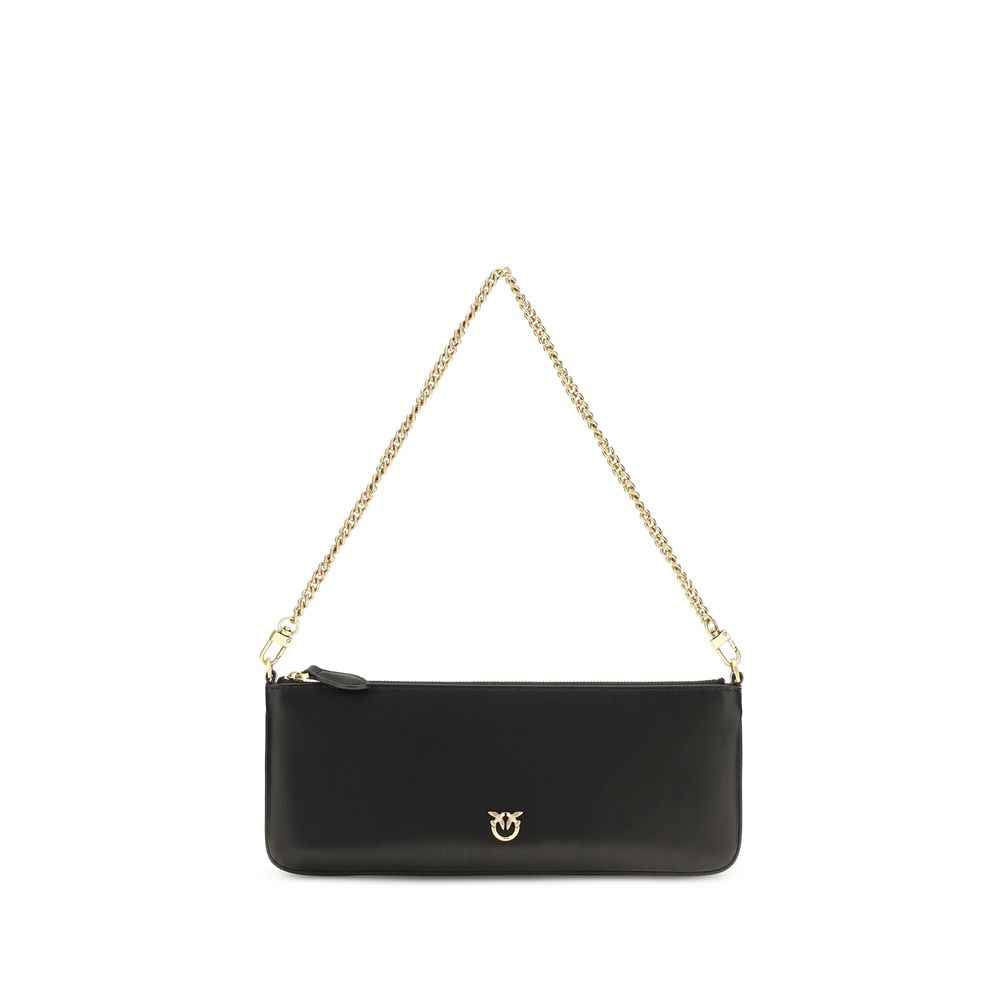 PINKO Black Calf Leather Bos Taurus Shoulder Bag