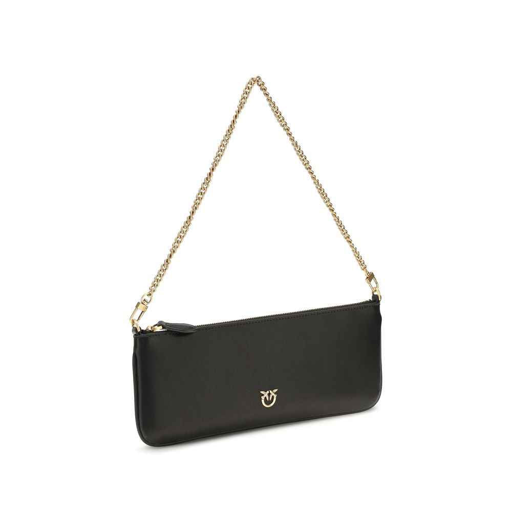 PINKO Black Calf Leather Bos Taurus Shoulder Bag