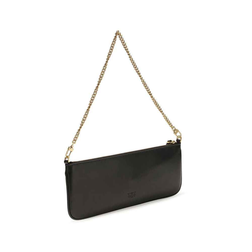 PINKO Black Calf Leather Bos Taurus Shoulder Bag