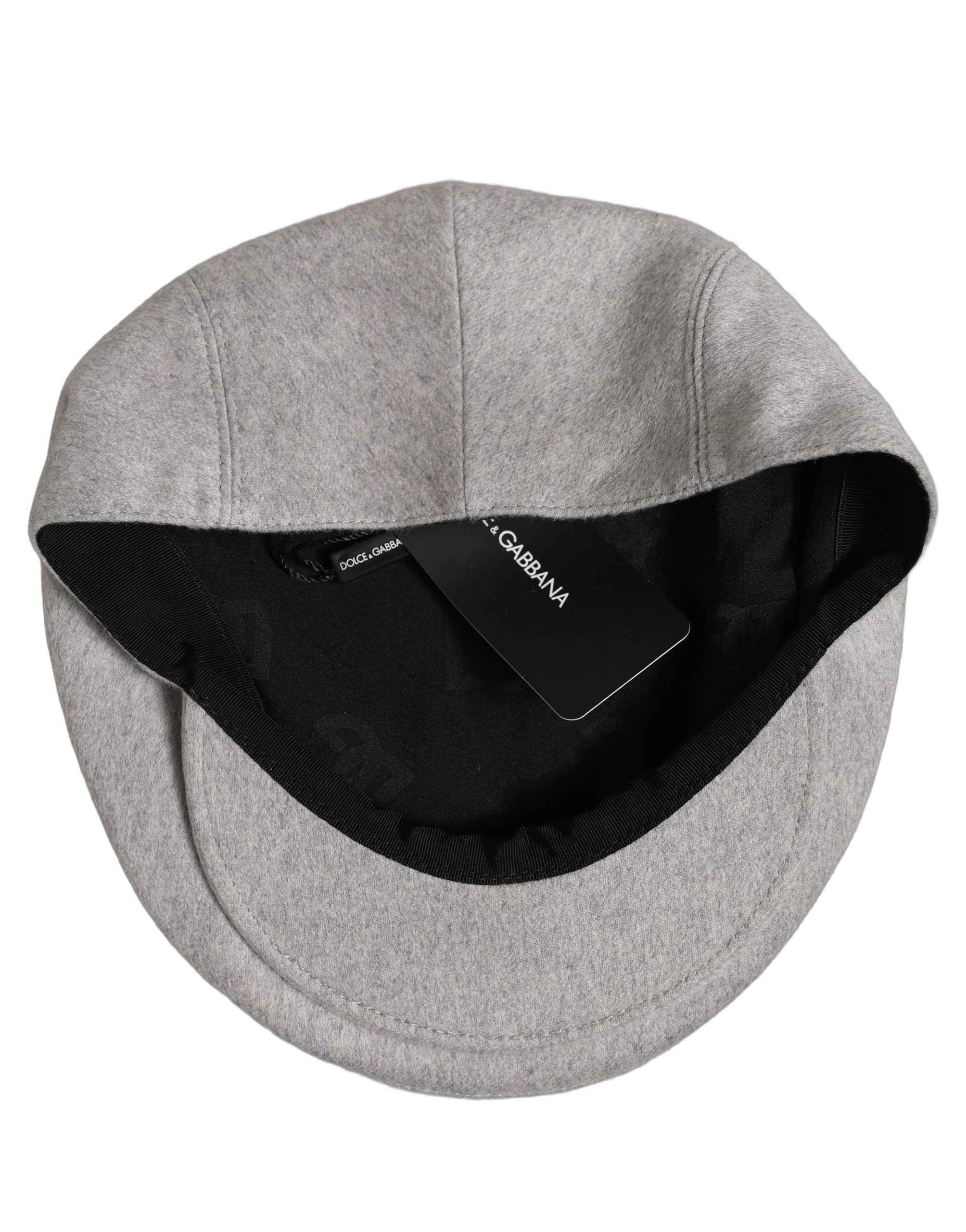 Dolce & Gabbana Men Light Grey Cashmere Newsboy Cabbie Cap Hat