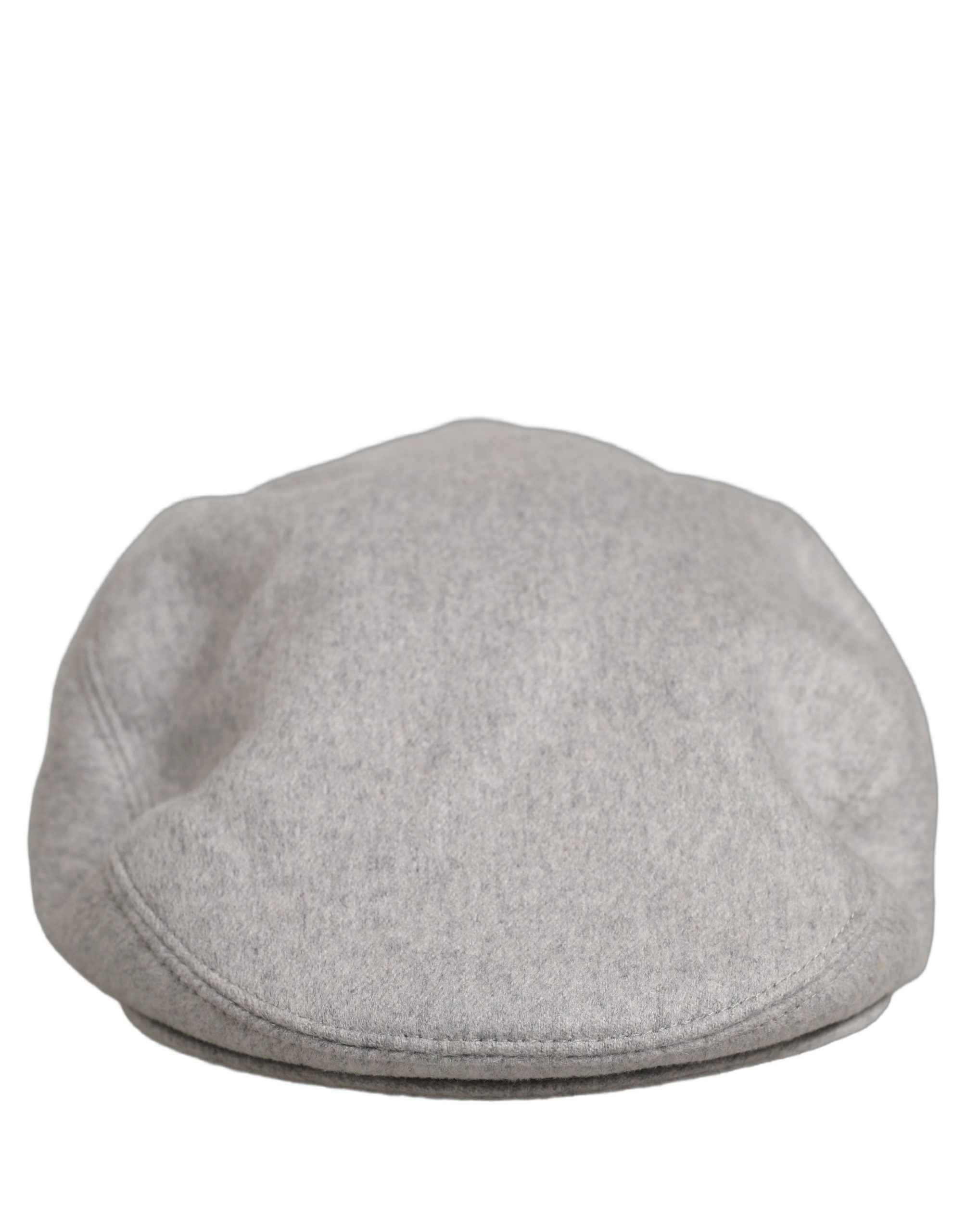 Dolce & Gabbana Men Light Grey Cashmere Newsboy Cabbie Cap Hat