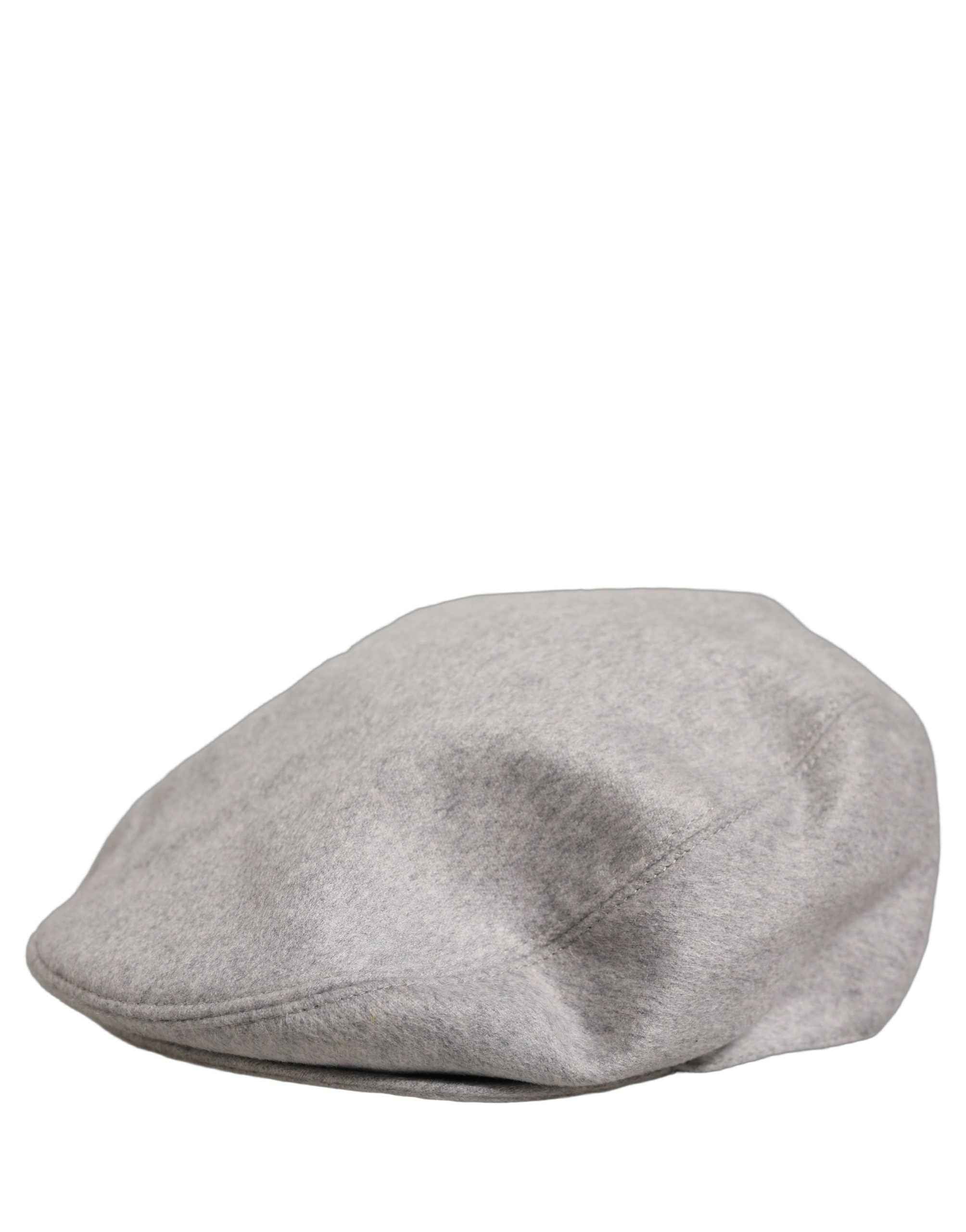 Dolce & Gabbana Men Light Grey Cashmere Newsboy Cabbie Cap Hat