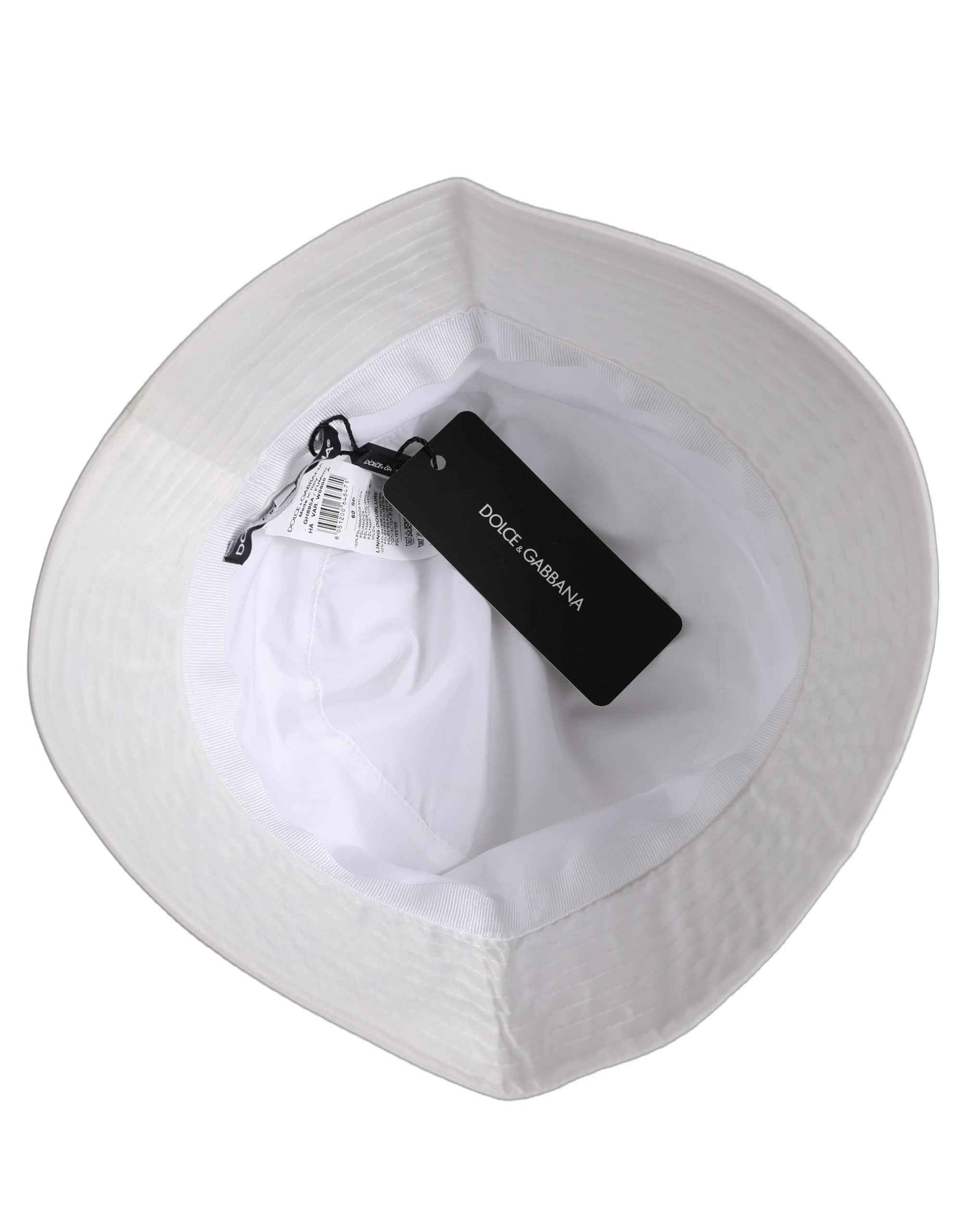 Dolce & Gabbana Men White Nylon Wide Brim Bucket Capello Hat