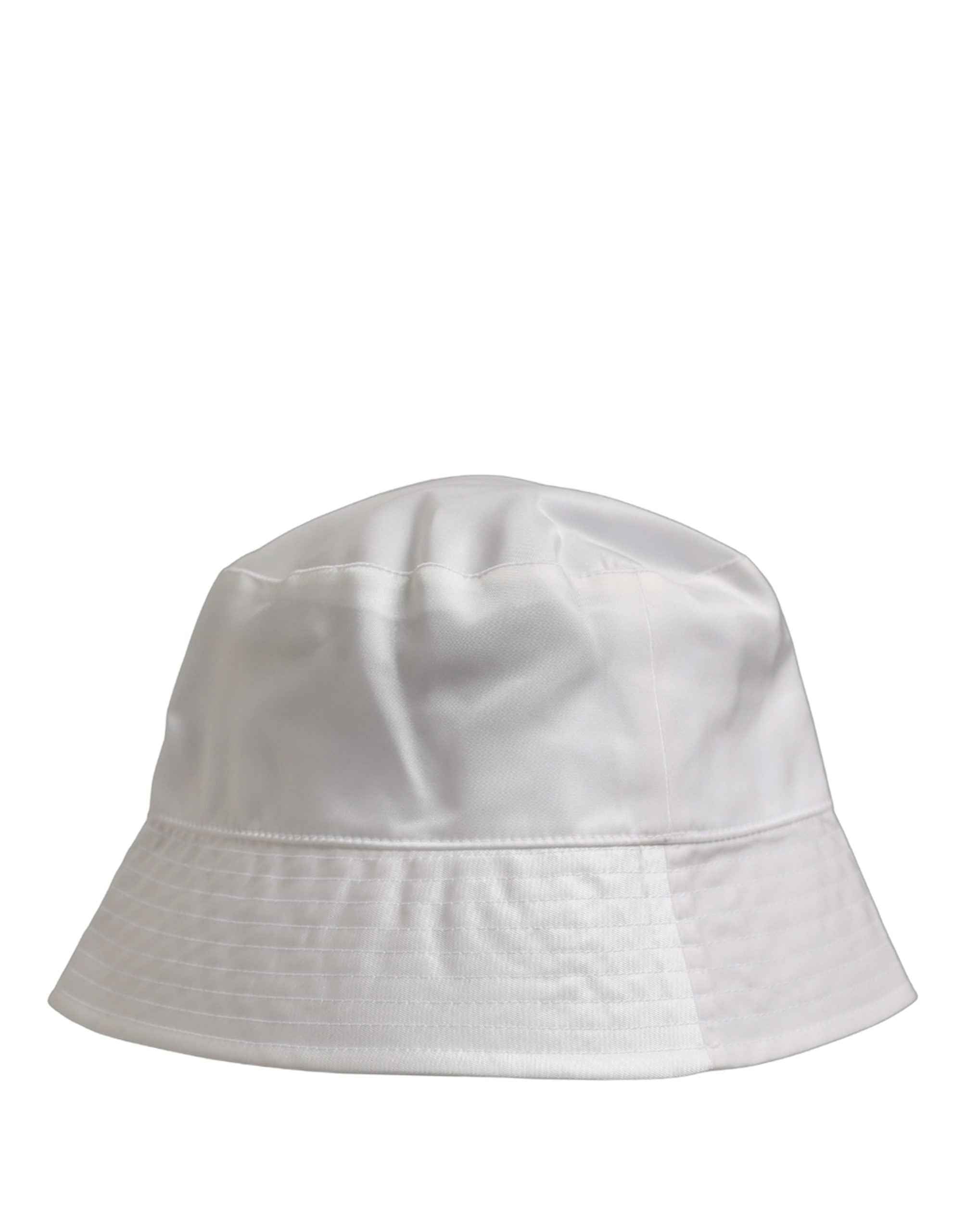 Dolce & Gabbana Men White Nylon Wide Brim Bucket Capello Hat