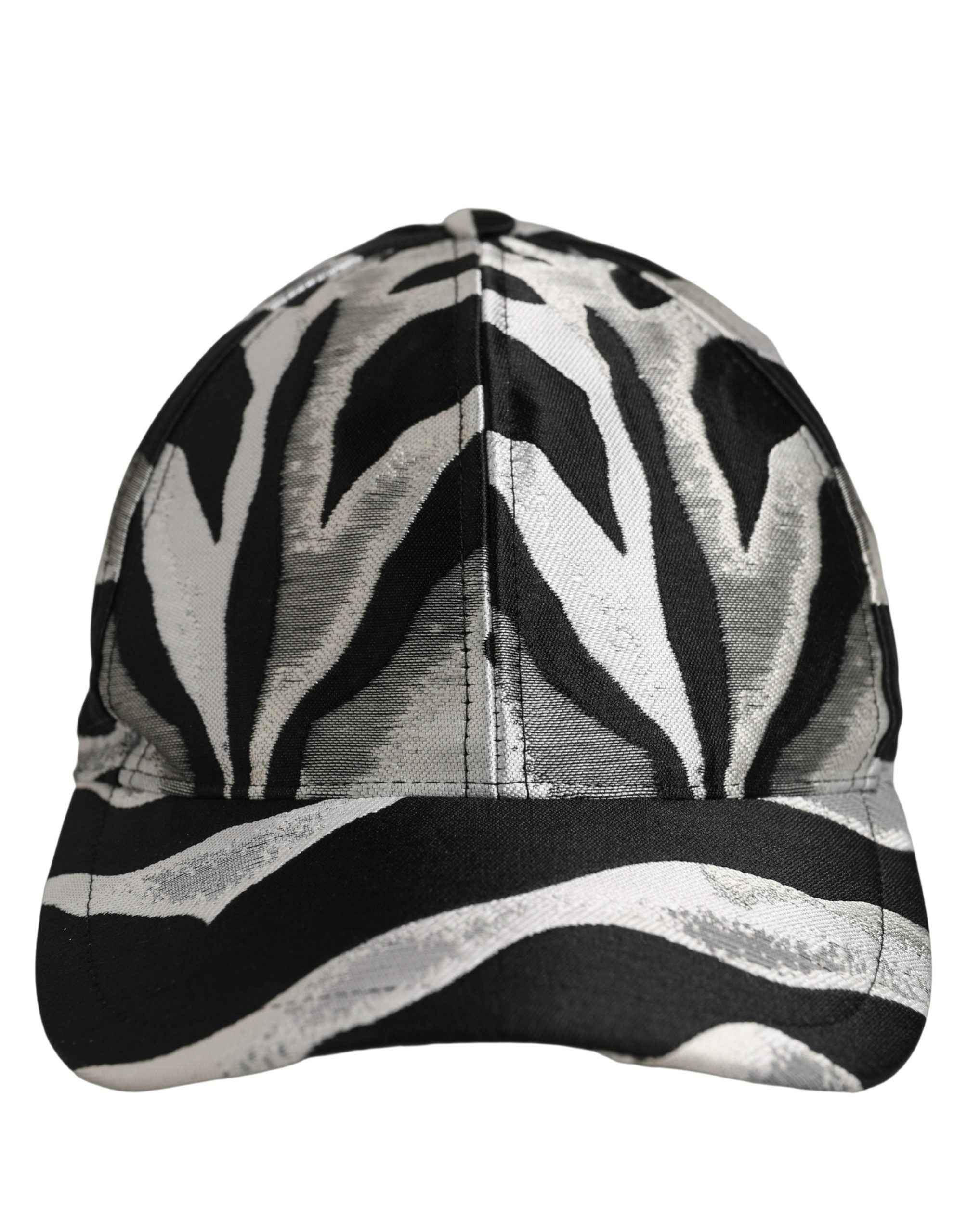 Dolce & Gabbana Men Black Silver Zebra Pattern Baseball Cap Hat