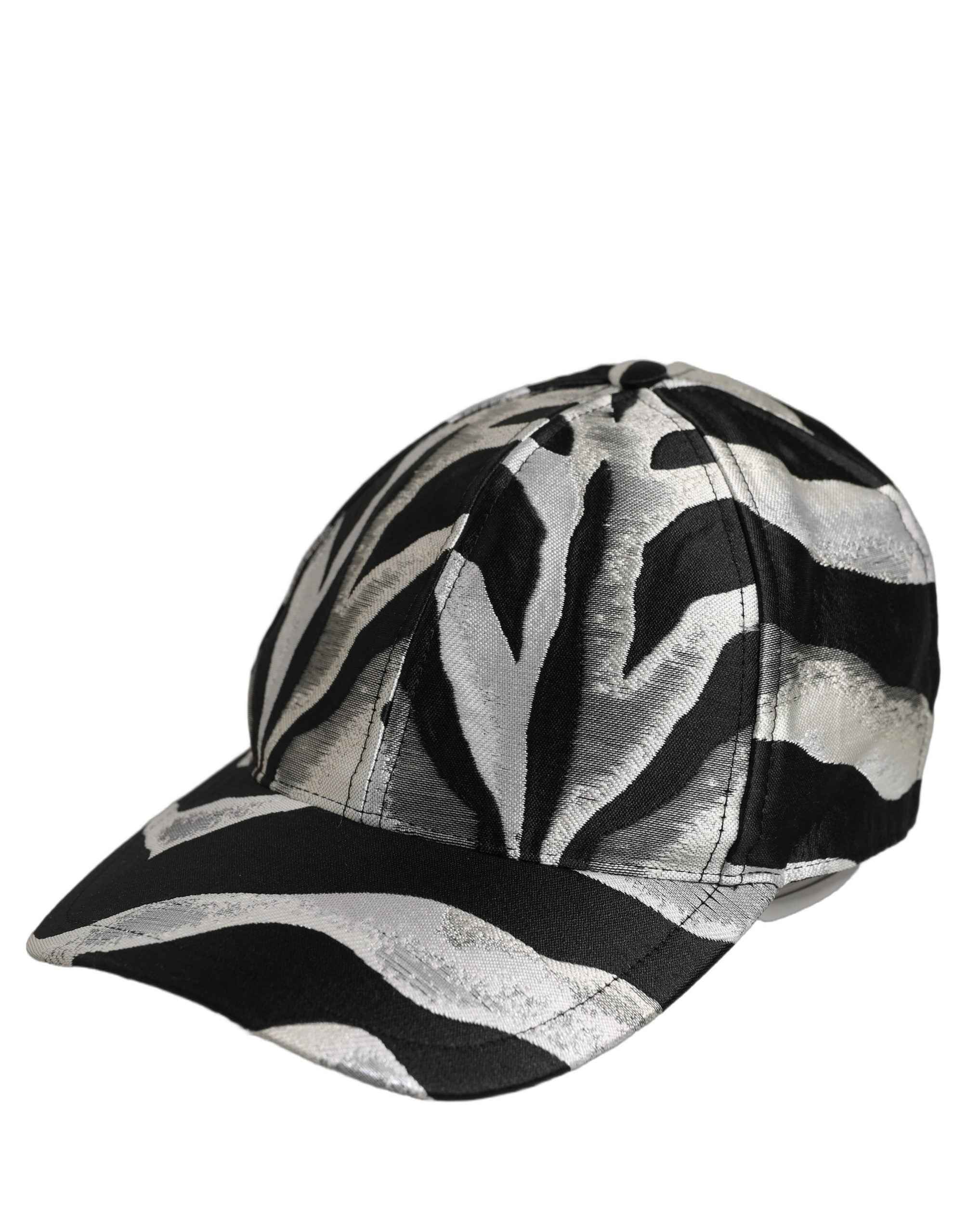 Dolce & Gabbana Men Black Silver Zebra Pattern Baseball Cap Hat