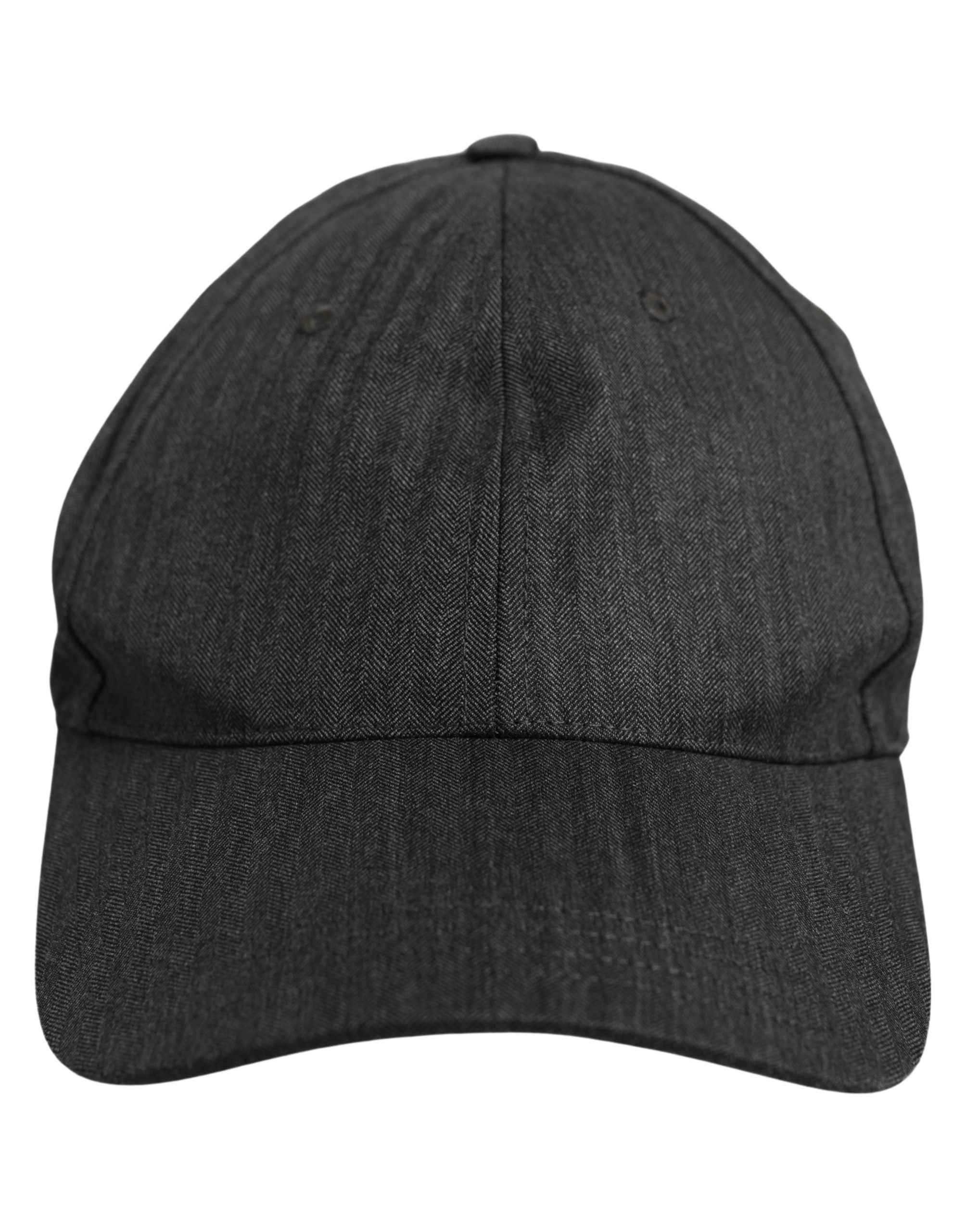 Dolce & Gabbana Men Dark Gray Herringbone Baseball Cap Hat