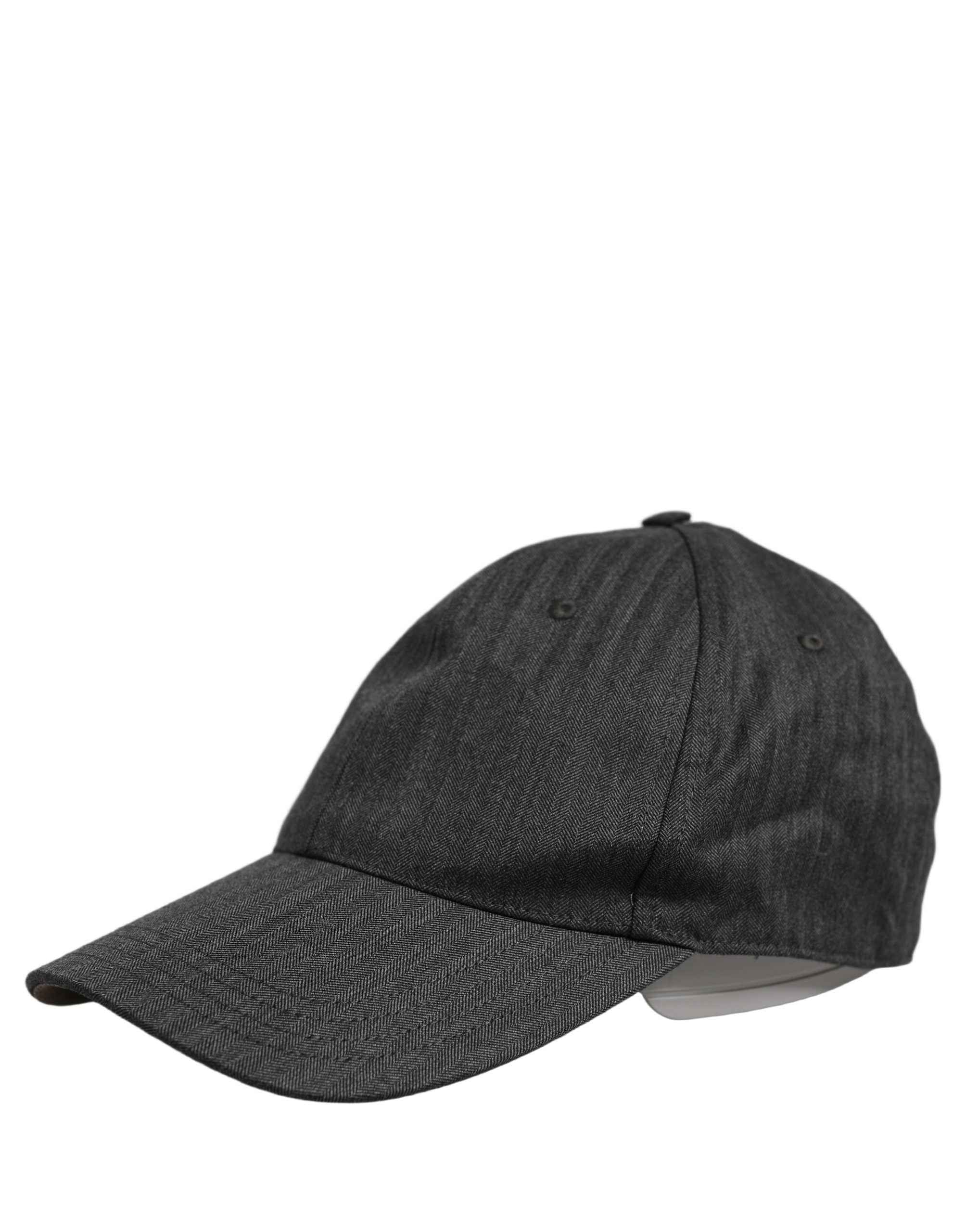 Dolce & Gabbana Men Dark Gray Herringbone Baseball Cap Hat