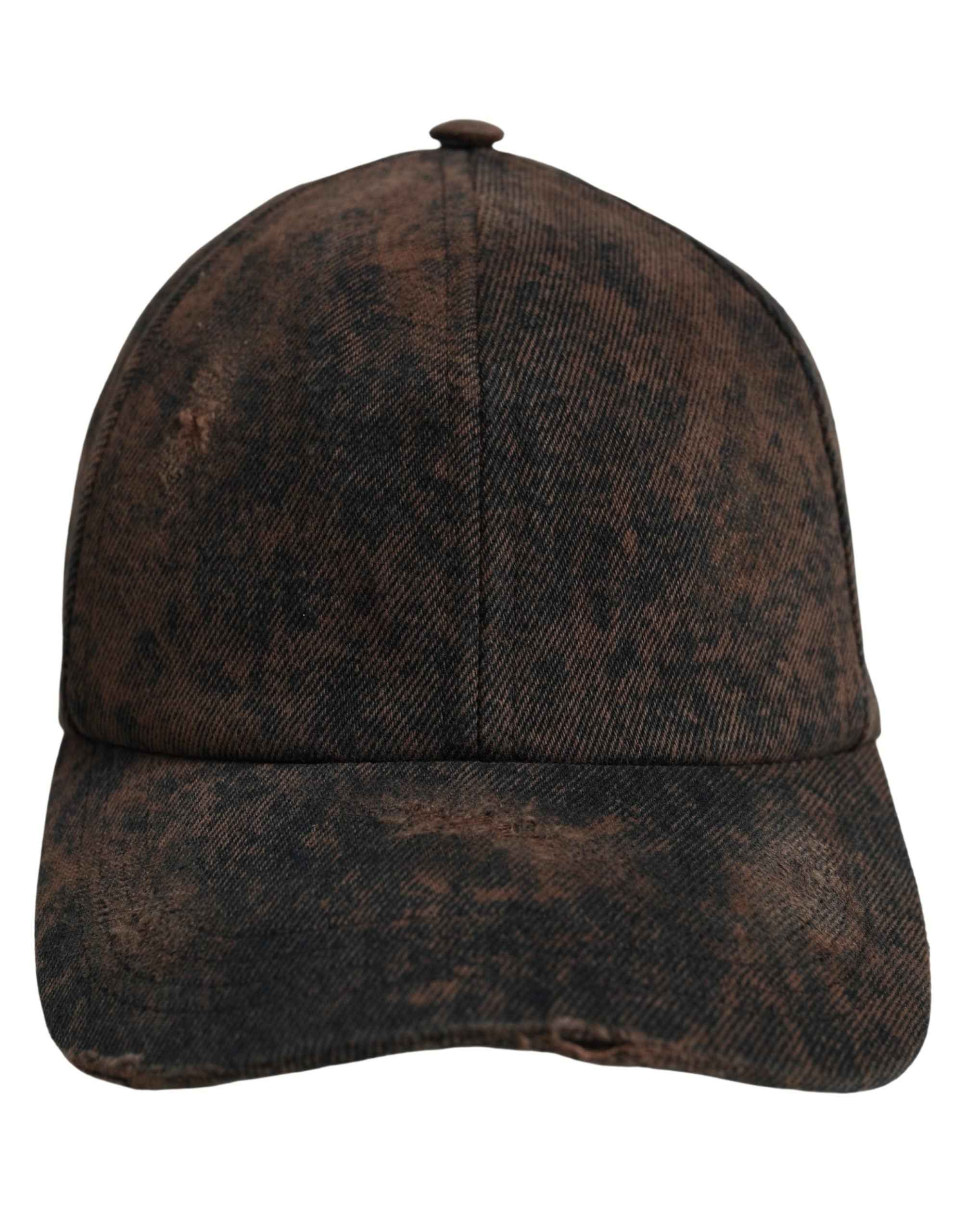 Dolce & Gabbana Men Brown Cotton Distressed Baseball Cap Hat