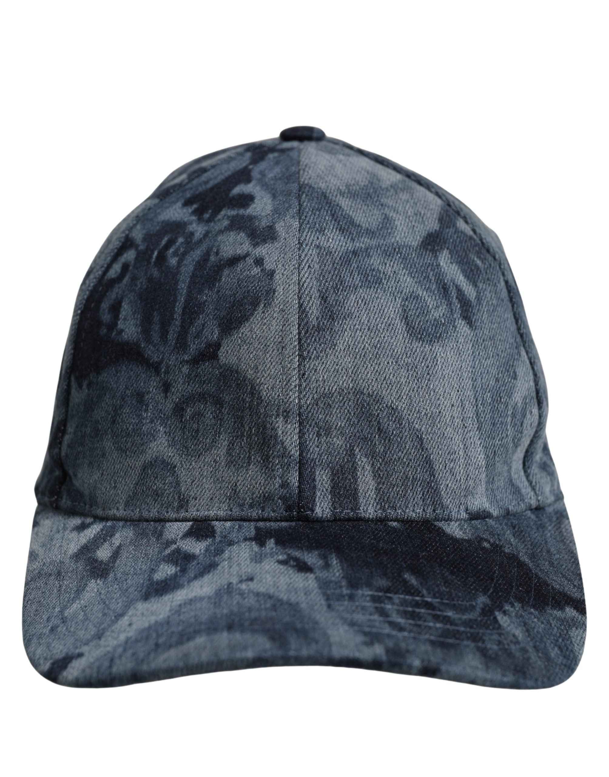 Dolce & Gabbana Men Blue All Over Logo Cotton Baseball Cap Hat