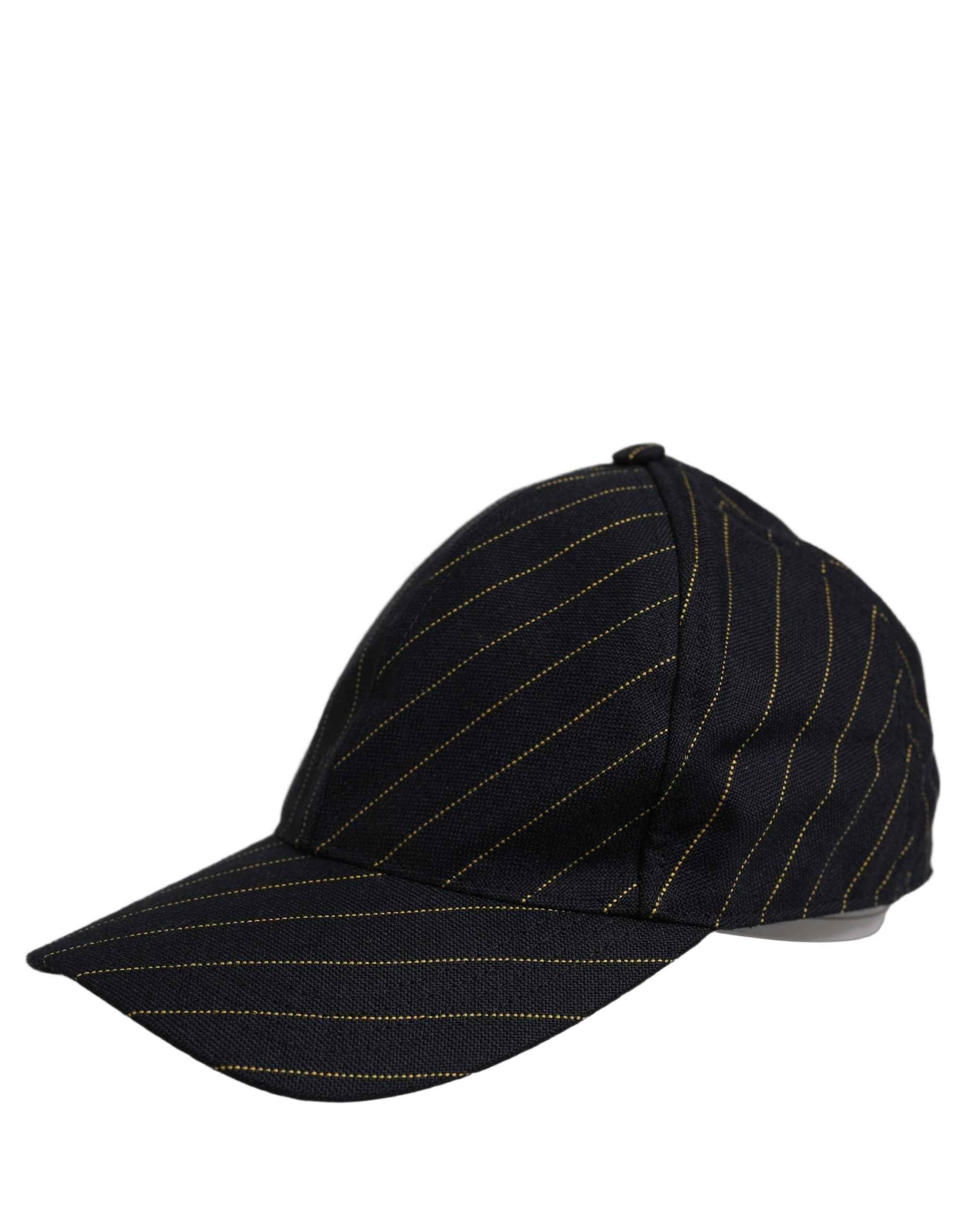 Dolce & Gabbana Black Gold Pinstriped Cotton Baseball Cap Hat