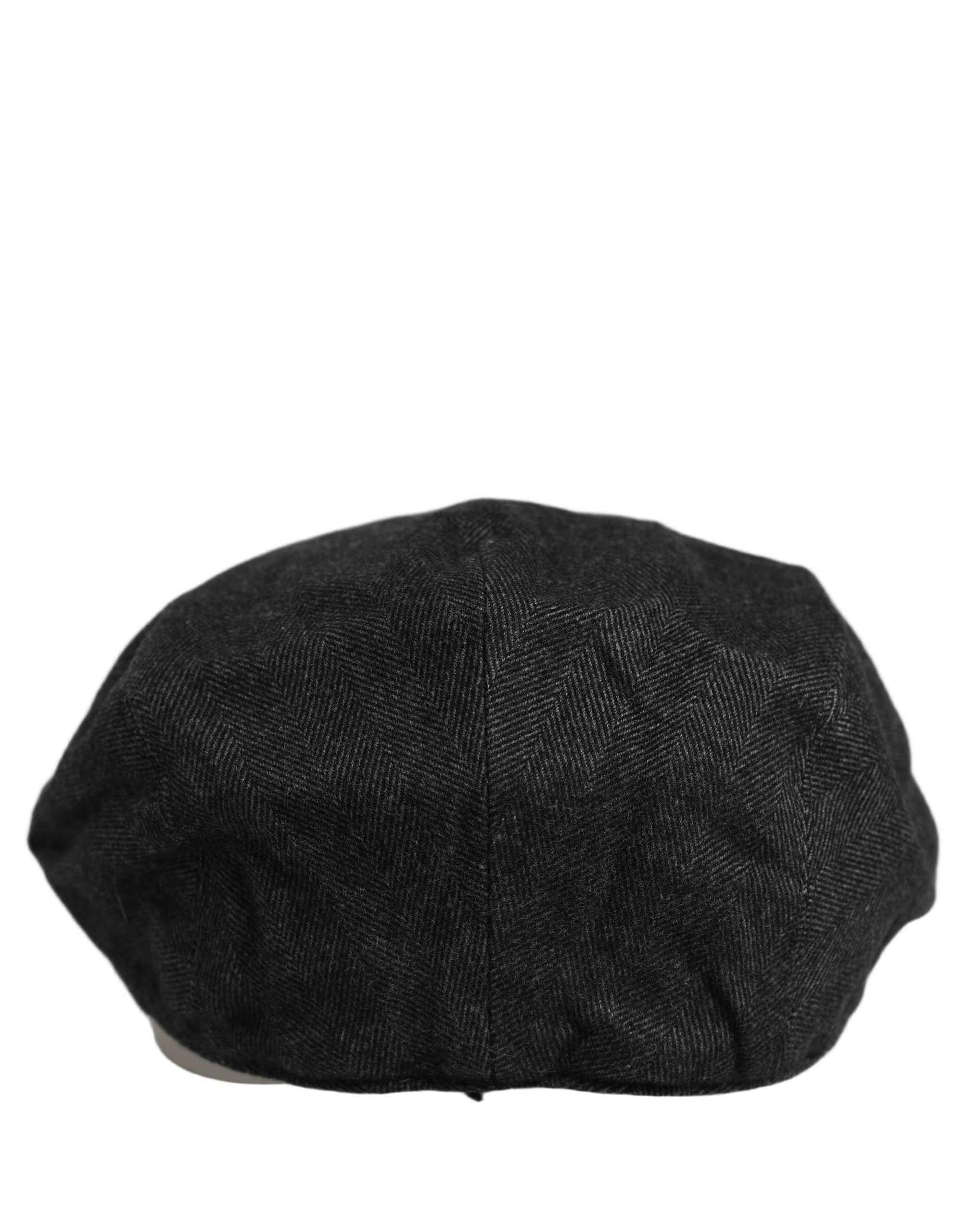 Dolce & Gabbana Men Black Cotton Flat Cloth Newsboy Cap Hat