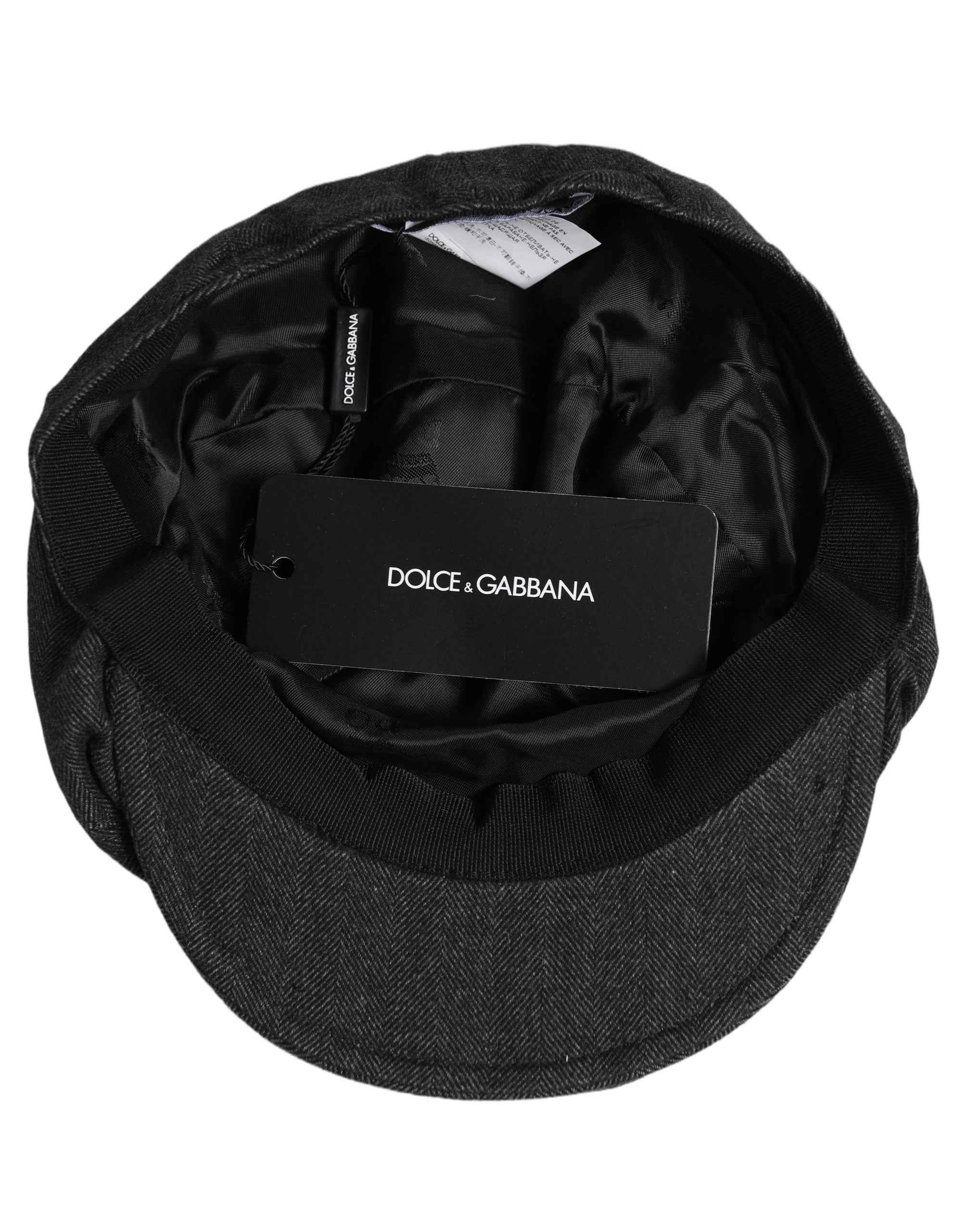 Dolce & Gabbana Men Black Cotton Flat Cloth Newsboy Cap Hat