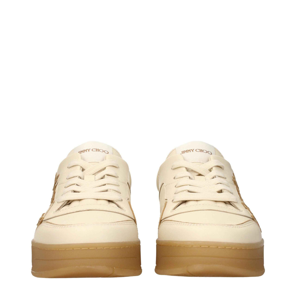 Jimmy Choo Beige Leather Low Top Sneakers