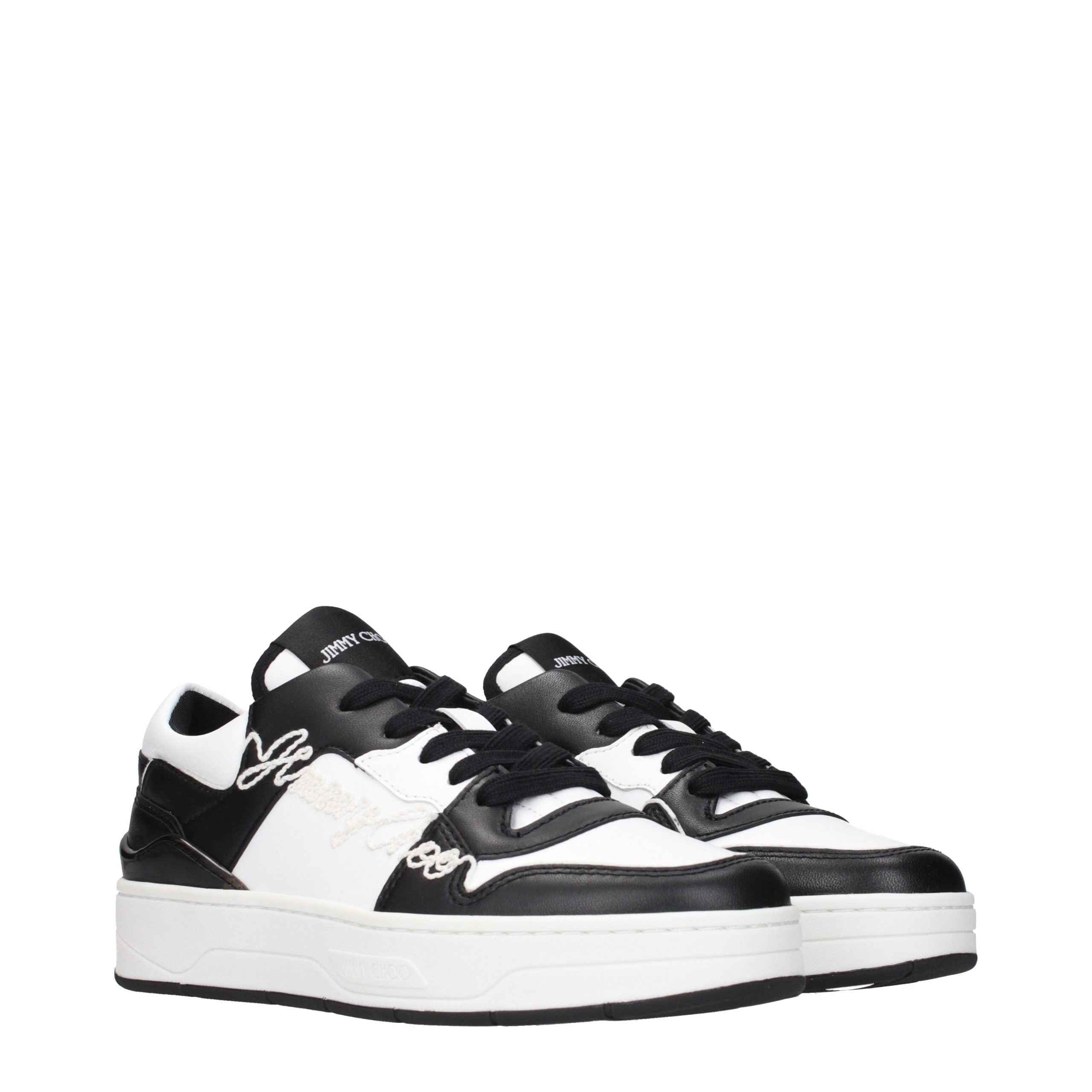 Jimmy Choo Black Leather Low Top Sneakers