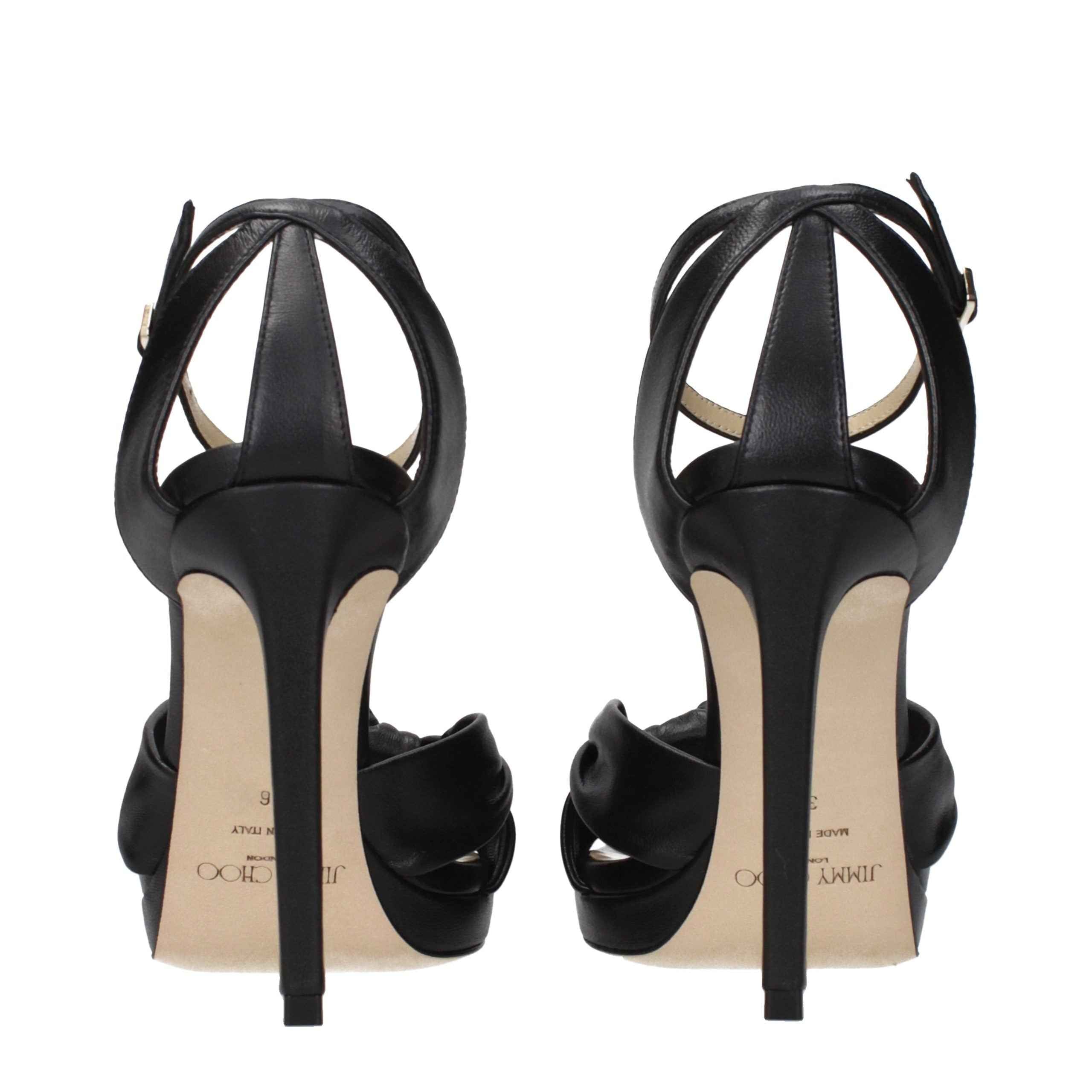 Jimmy Choo Black Leather Platform Sandals