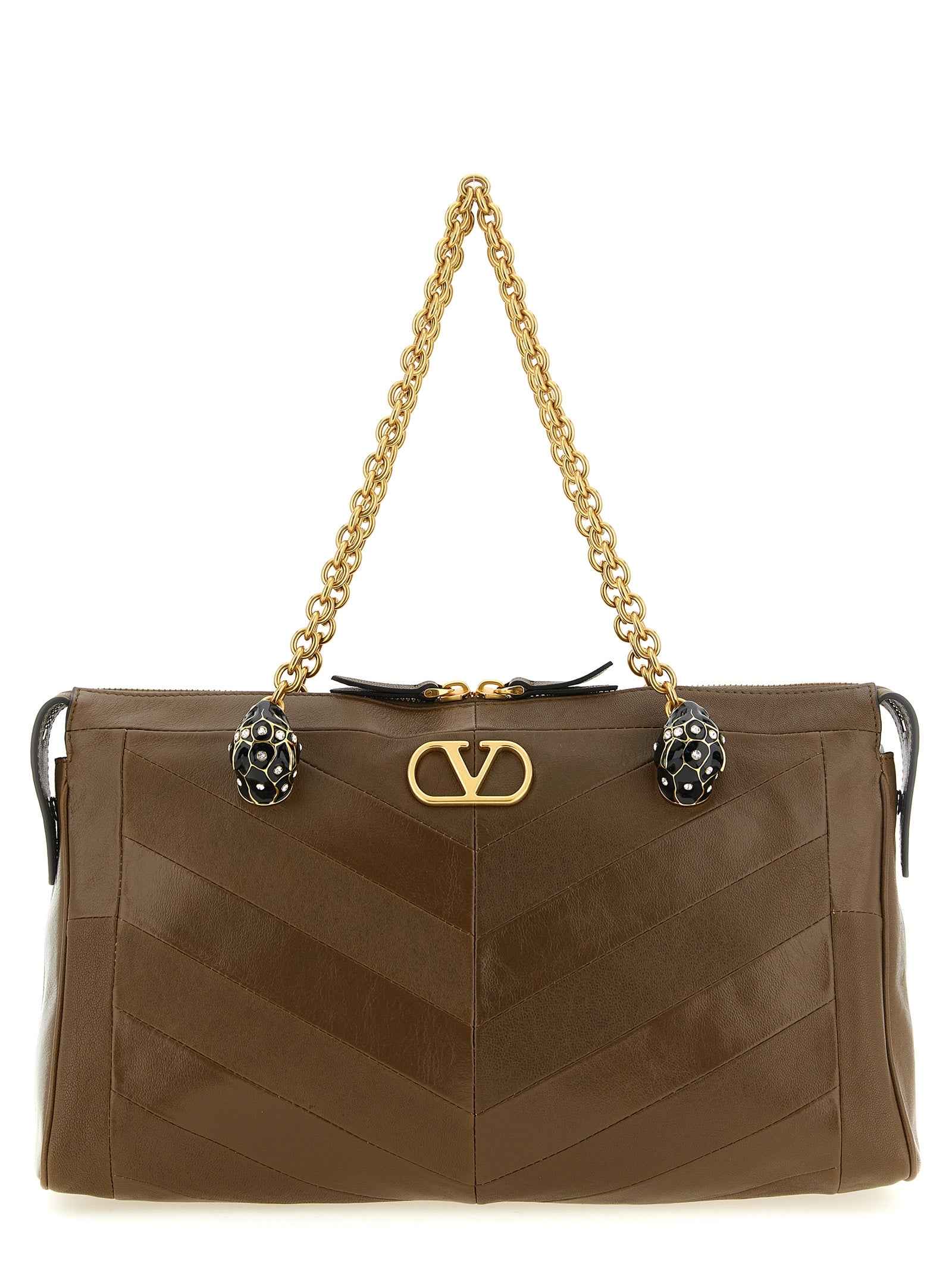 Valentino Garavani Brown Lamb Leather Shoulder Bag