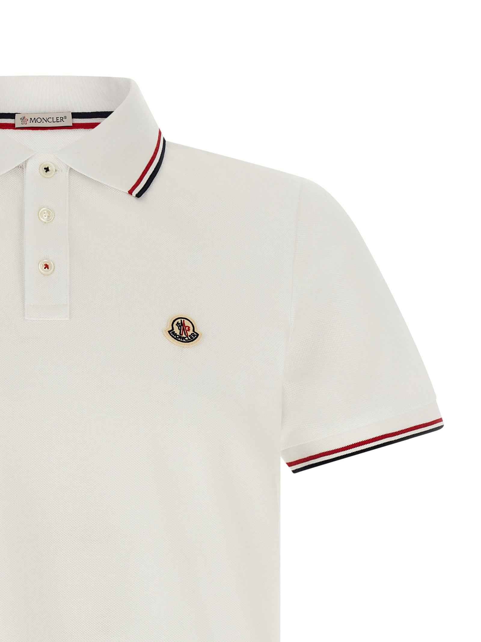 Moncler White Cotton Polo Shirt