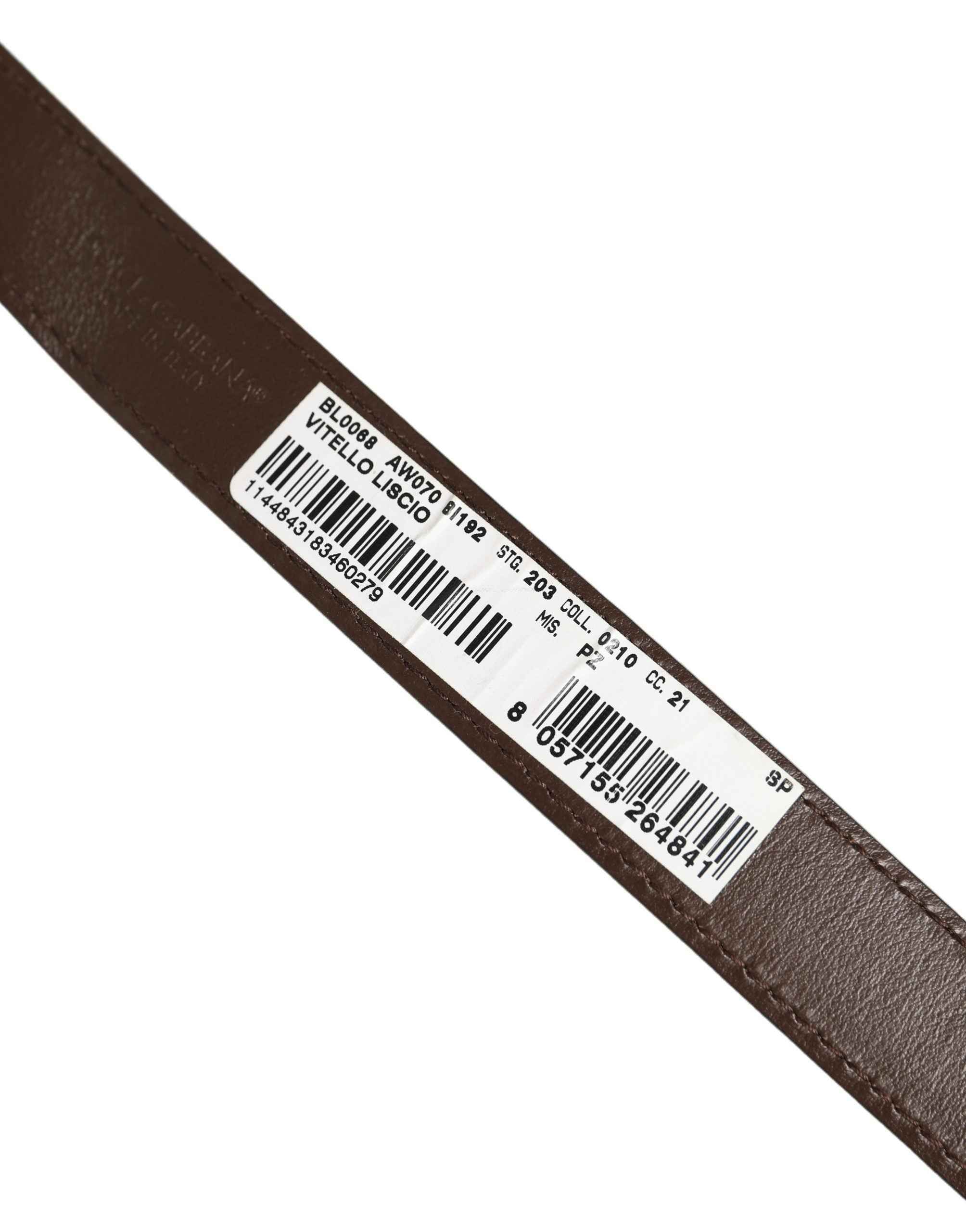Dolce & Gabbana Brown Calfskin Leather Gold Buckle Belt Strap Bracelet