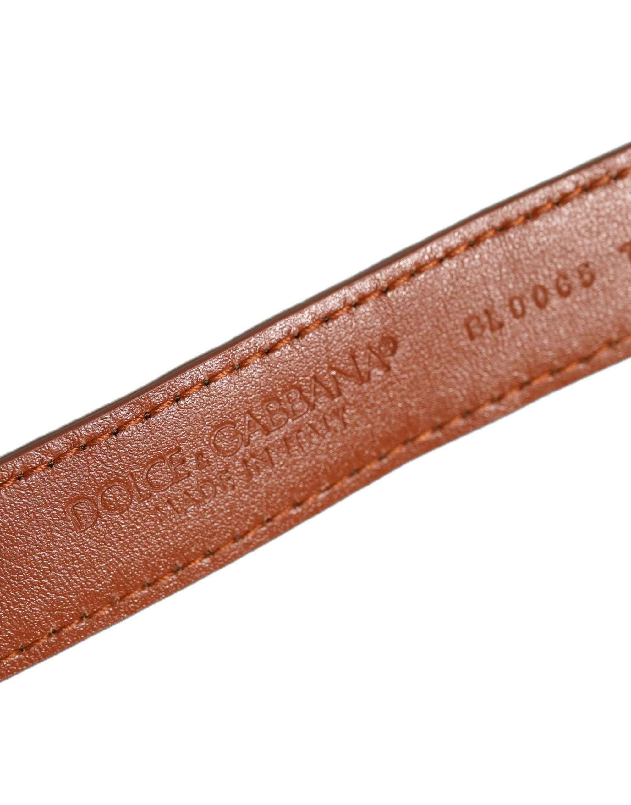 Dolce & Gabbana Brown Textured Leather Gold Buckle Belt Strap Bracelet