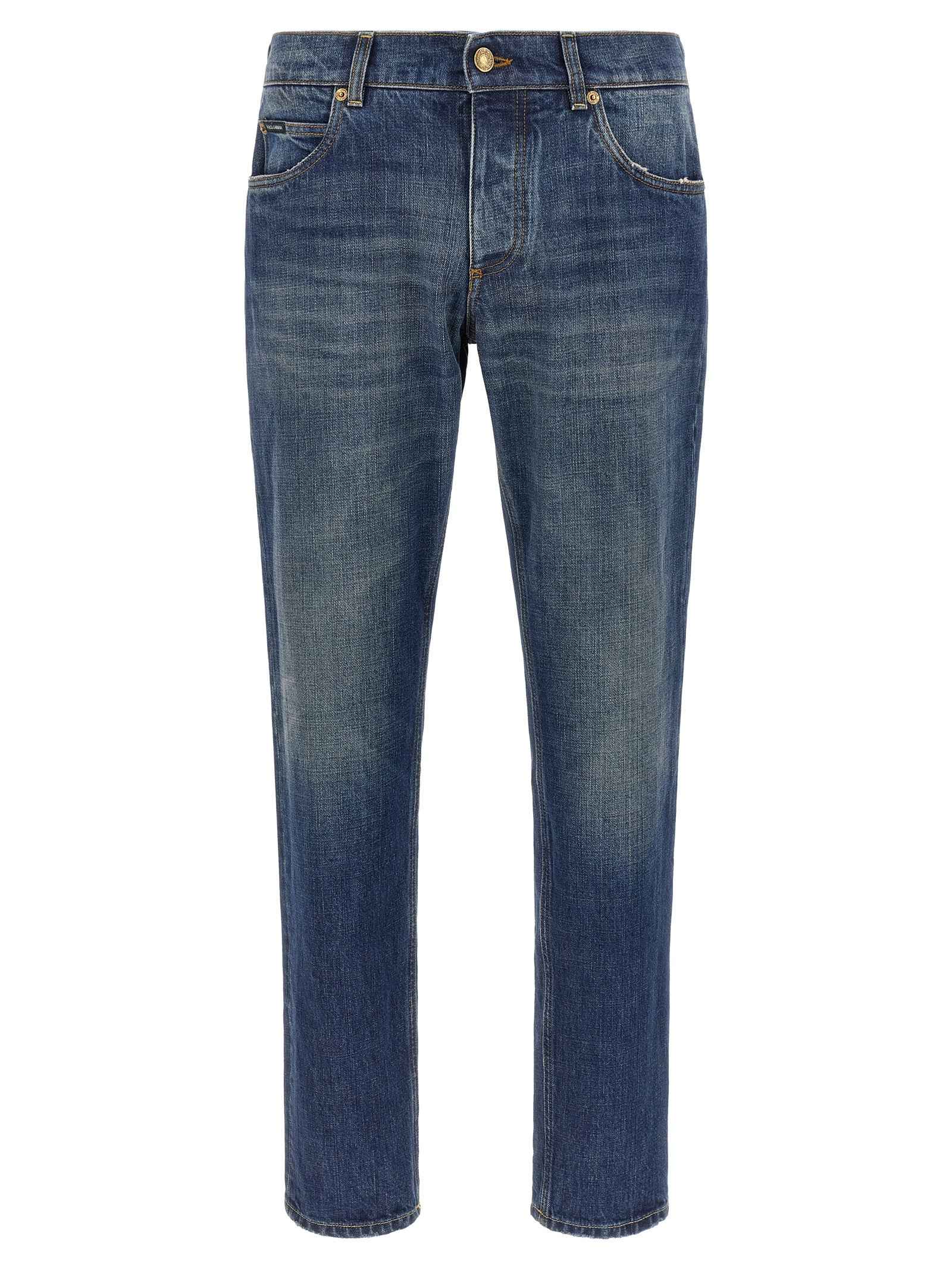 Dolce & Gabbana Blue Cotton Straight-Leg Jeans
