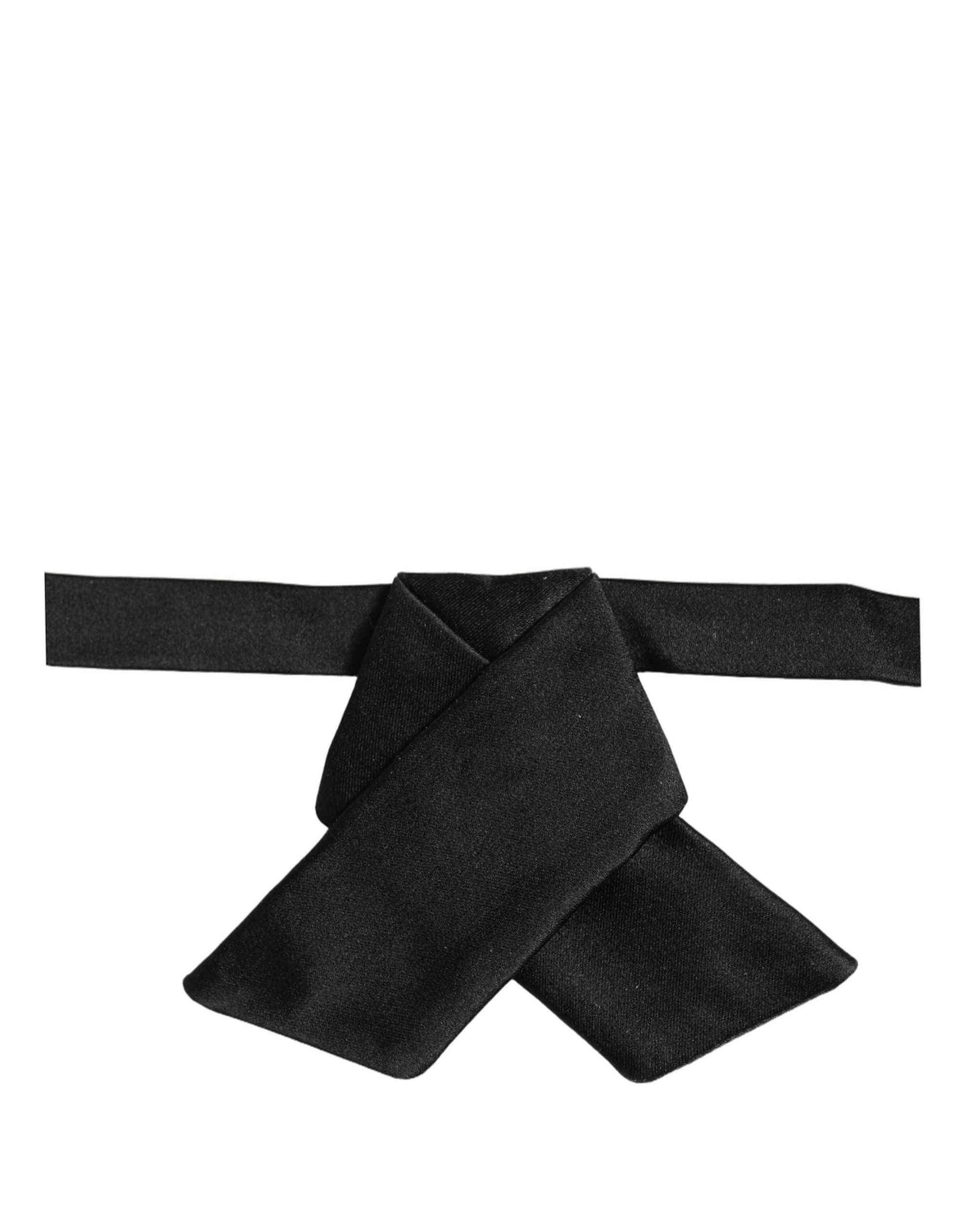 Dolce & Gabbana Men Black 100% SIlk Adjustable Neck Papillon Bow Tie