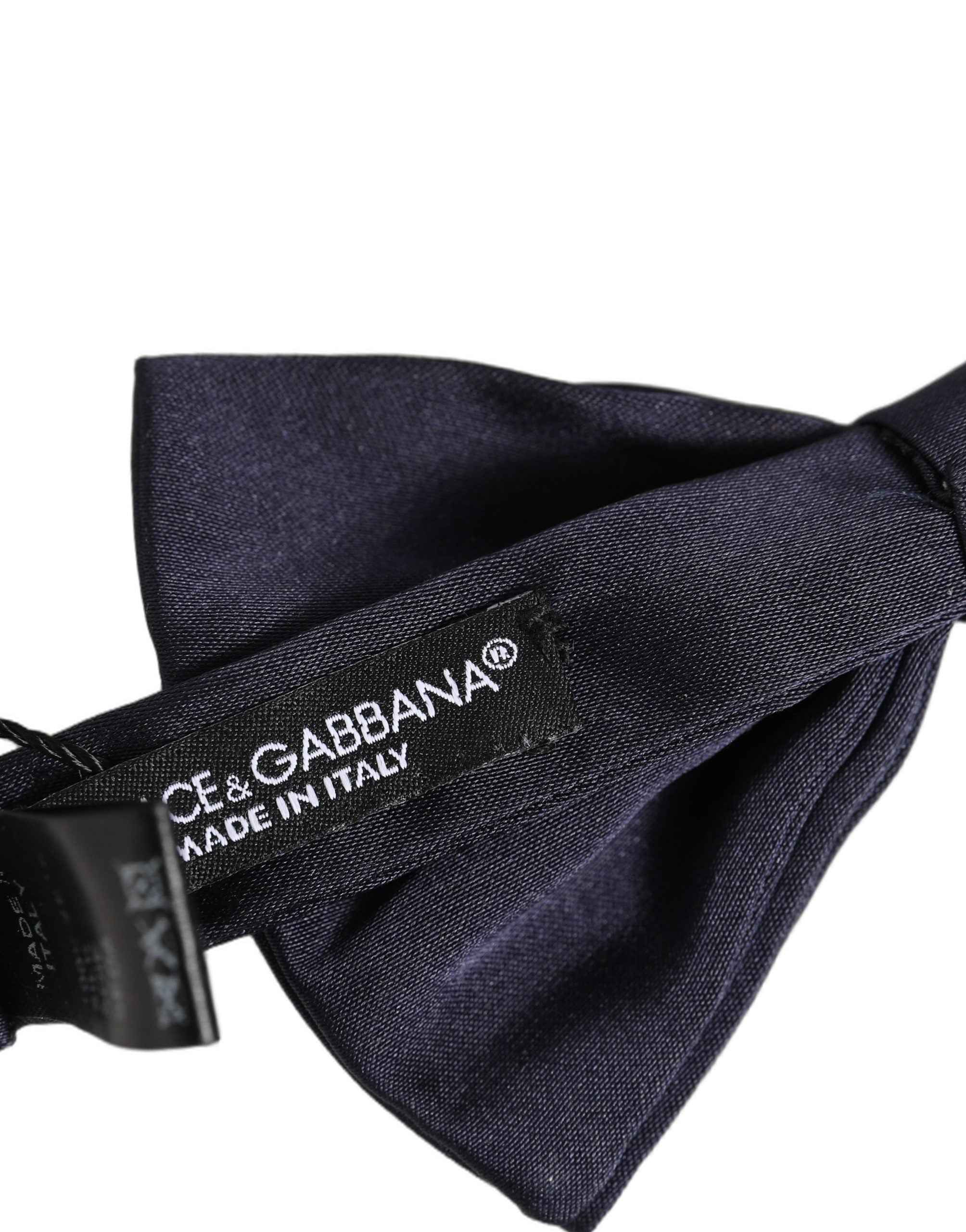 Dolce & Gabbana Men Dark Blue Silk Adjustable Neck Papillon Bow Tie