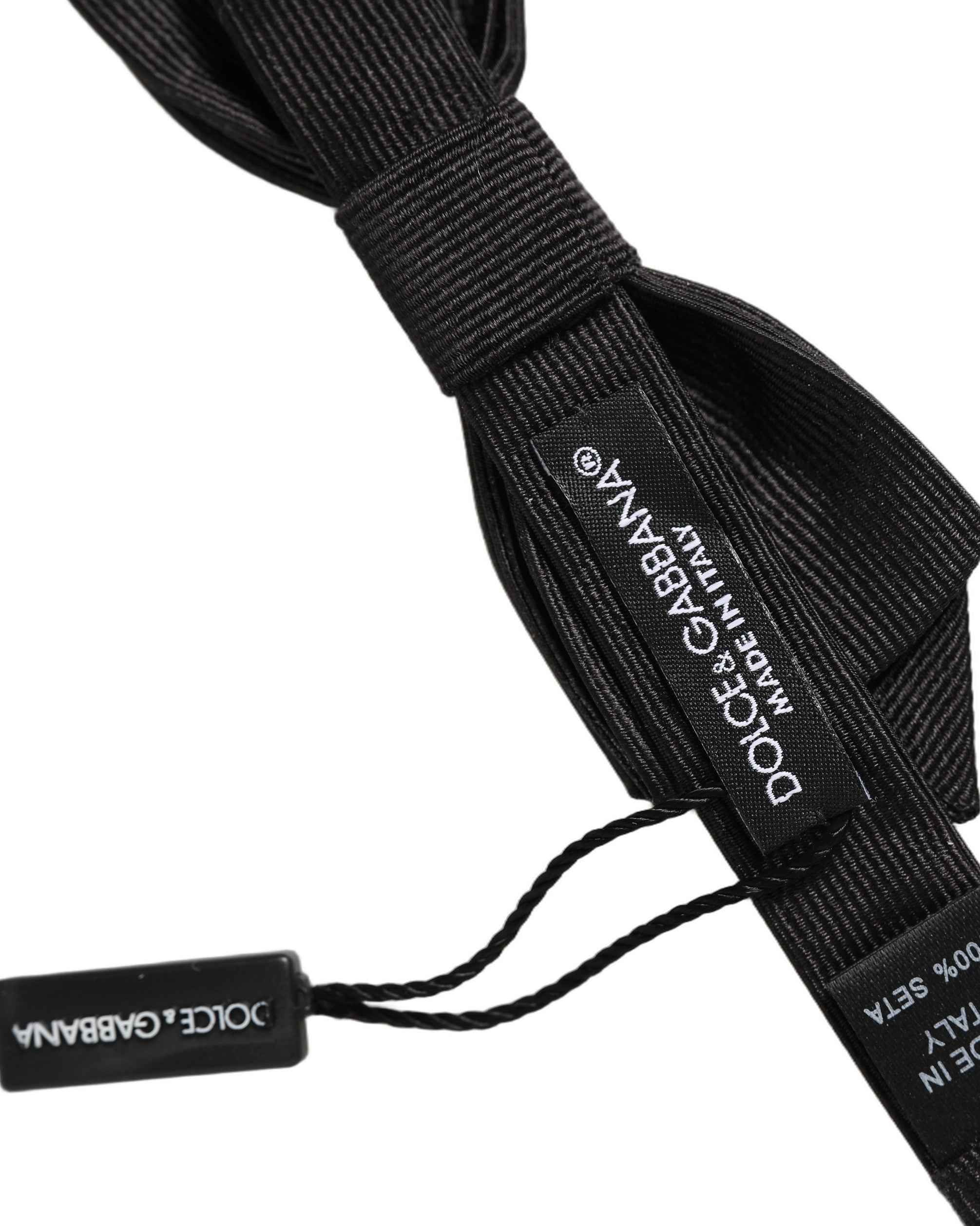 Dolce & Gabbana Men Black 100% Silk Adjustable Neck Papillon Bow Tie