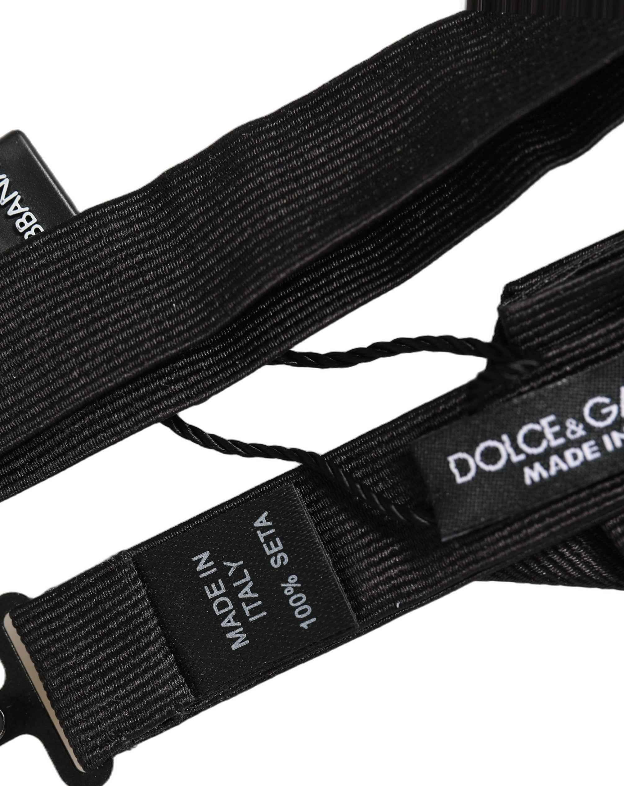 Dolce & Gabbana Men Black 100% Silk Adjustable Neck Papillon Bow Tie