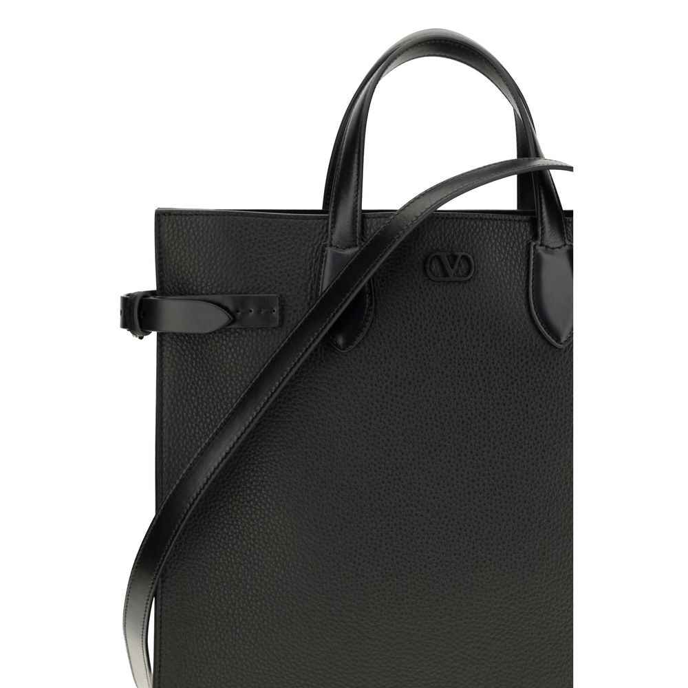 Valentino Garavani Black Calf Leather Bos Taurus Shoulder Bag