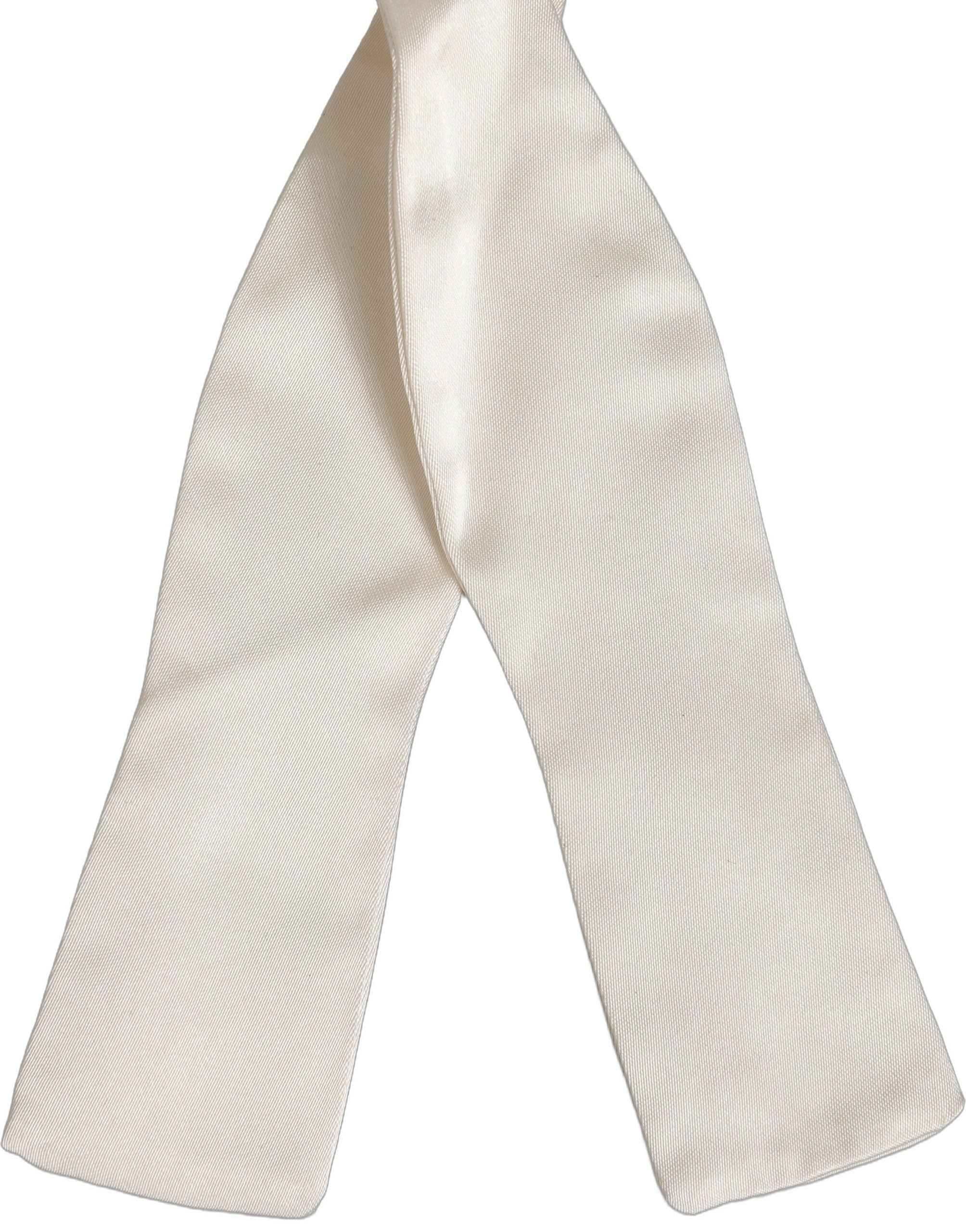 Dolce & Gabbana Men White 100% Silk Adjustable Neck Papillon Bow Tie