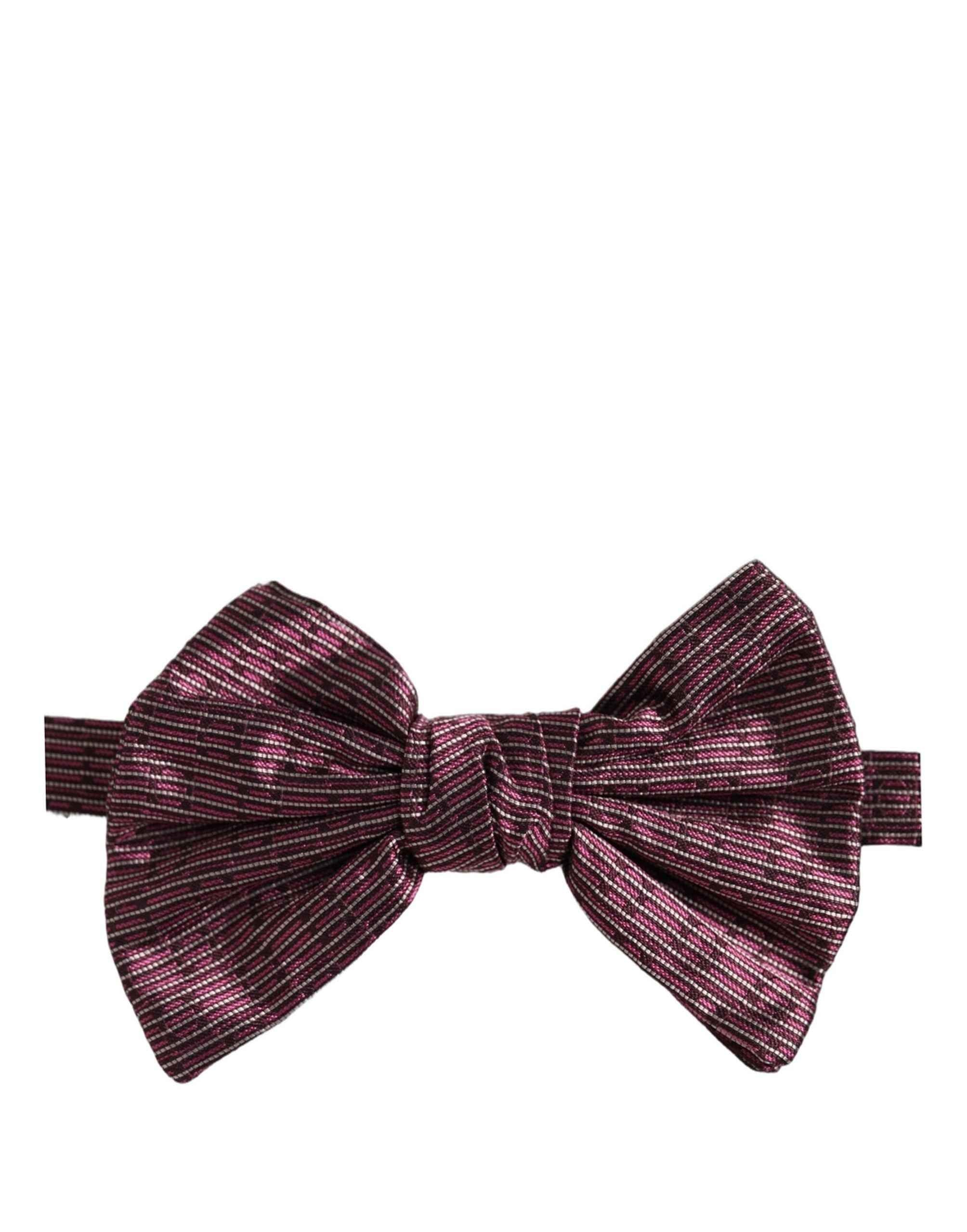 Dolce & Gabbana Men Maroon 100% Silk Adjustable Neck Papillon Bow Tie
