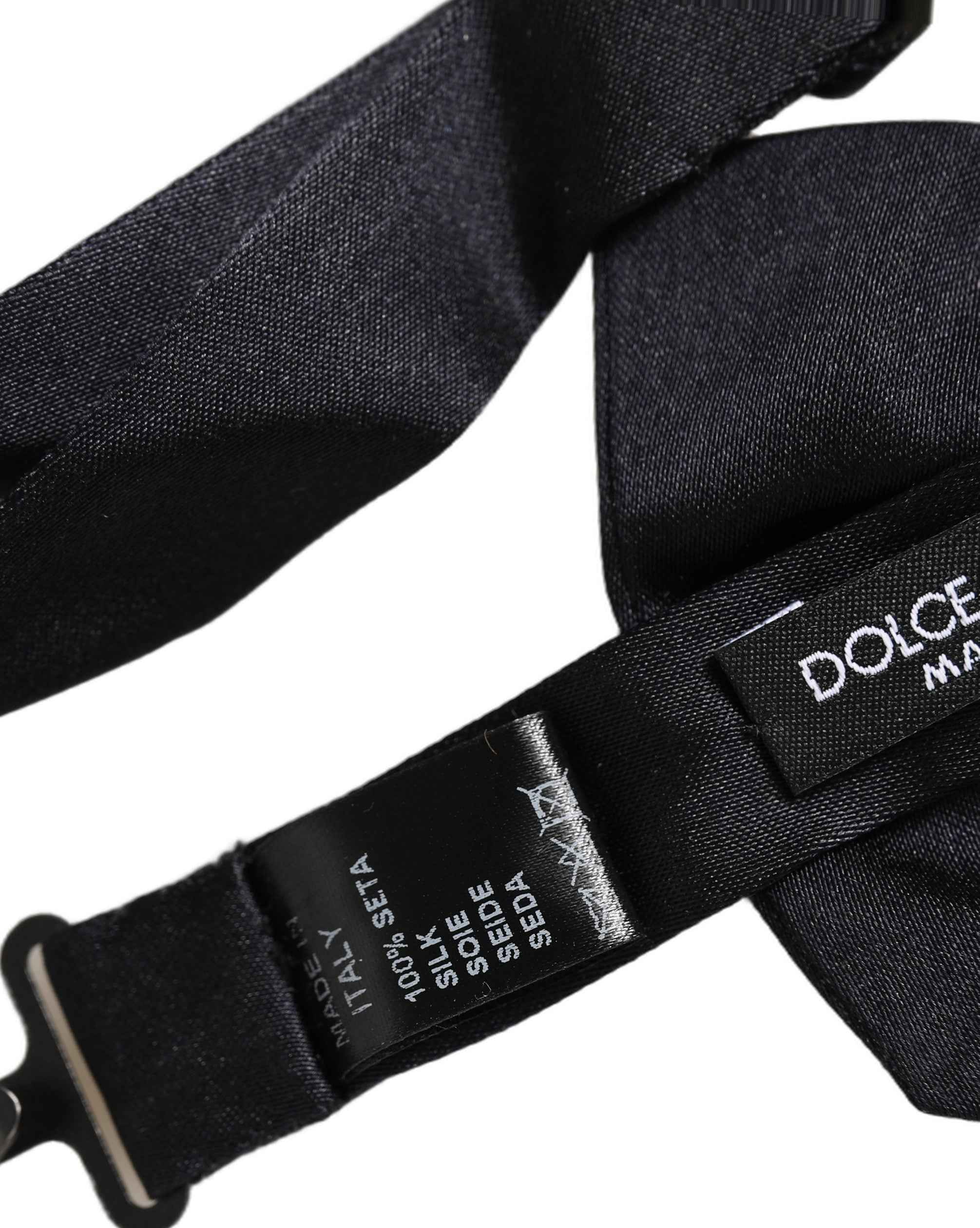 Dolce & Gabbana Men Black 100% Silk Adjustable Neck Papillon Bow Tie