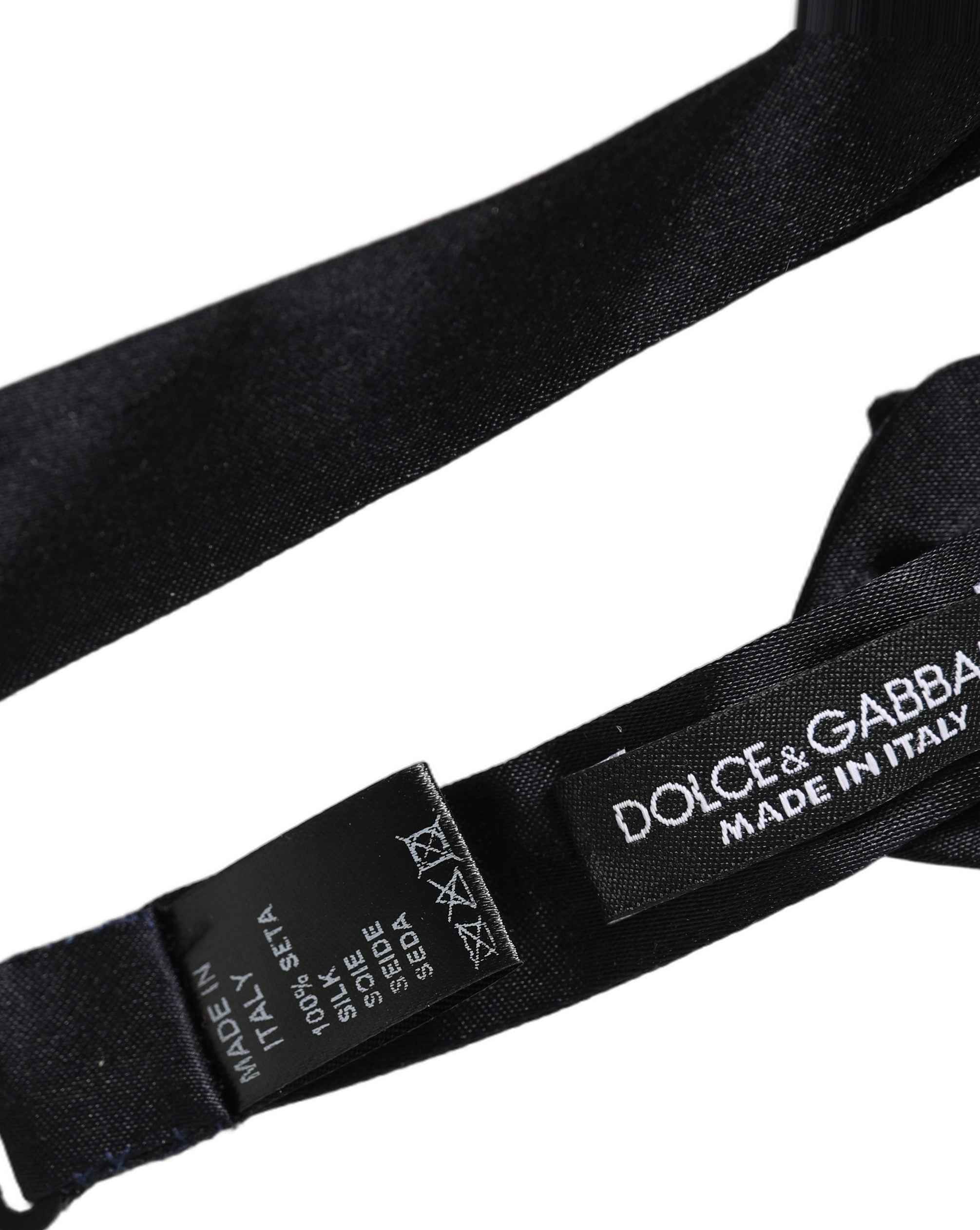 Dolce & Gabbana Men Black 100% Silk Adjustable Neck Papillon Bow Tie
