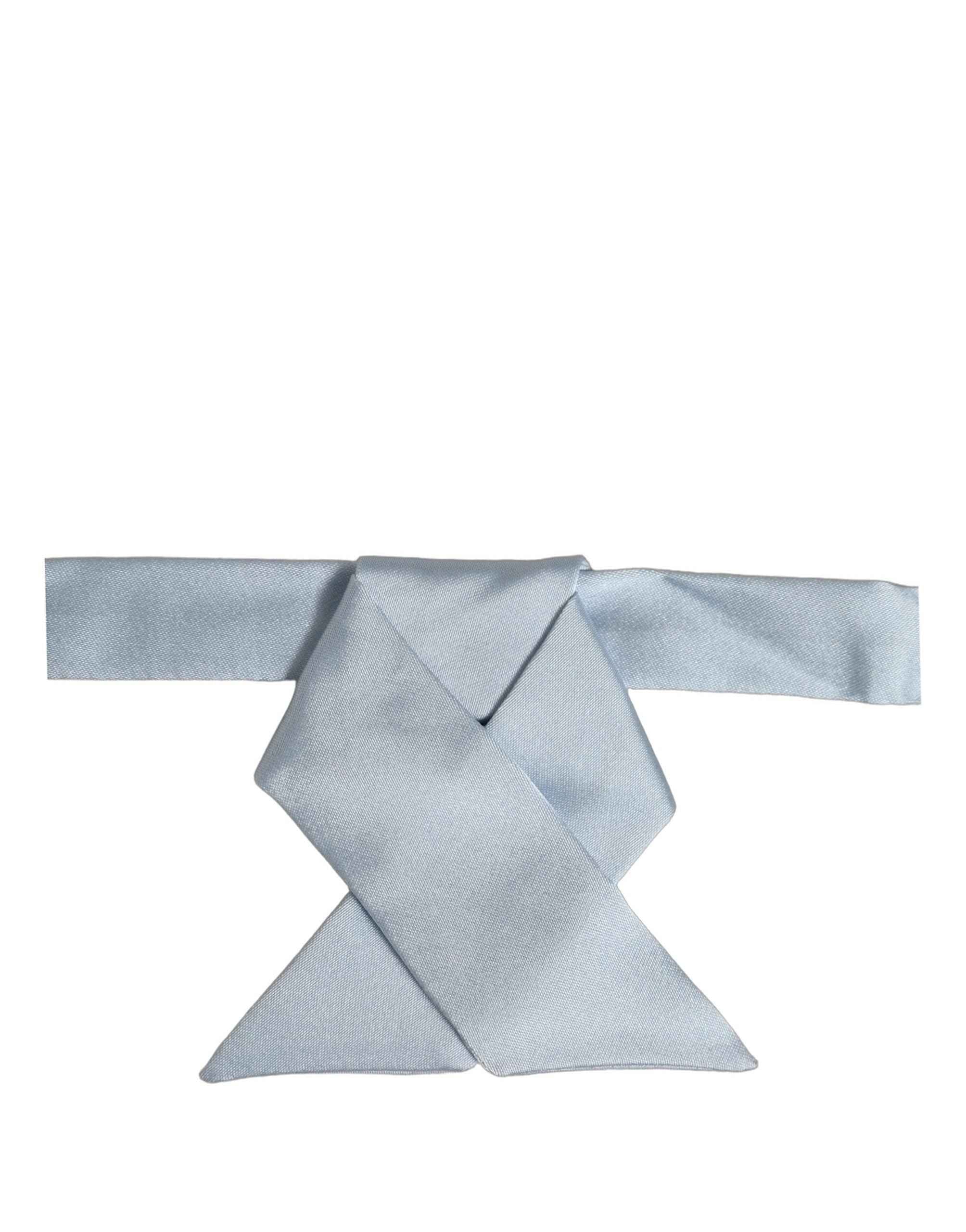 Dolce & Gabbana Men Light Blue SIlk Adjustable Neck Papillon Bow Tie