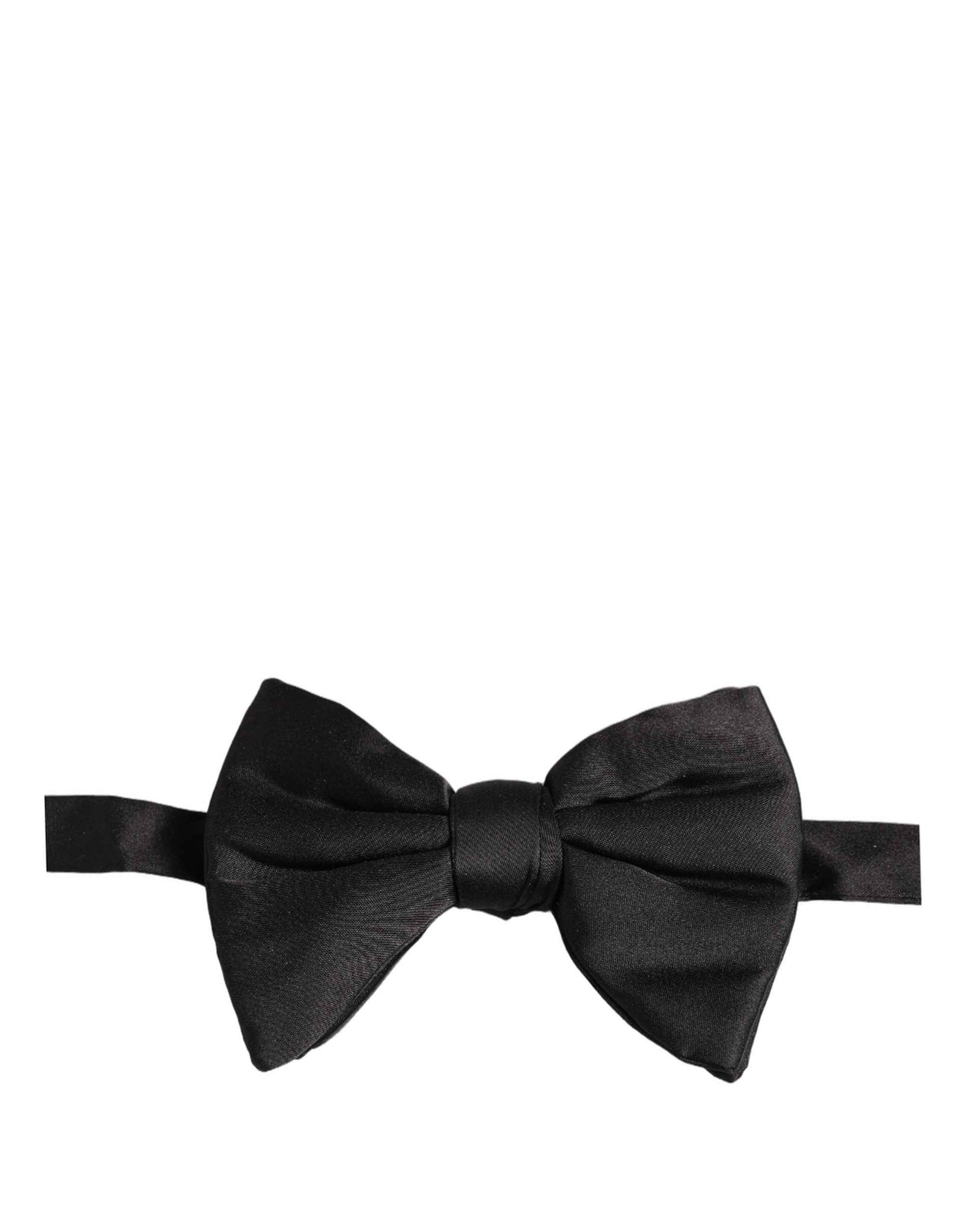 Dolce & Gabbana Men Black 100% Silk Adjustable Neck Papillon Bow Tie