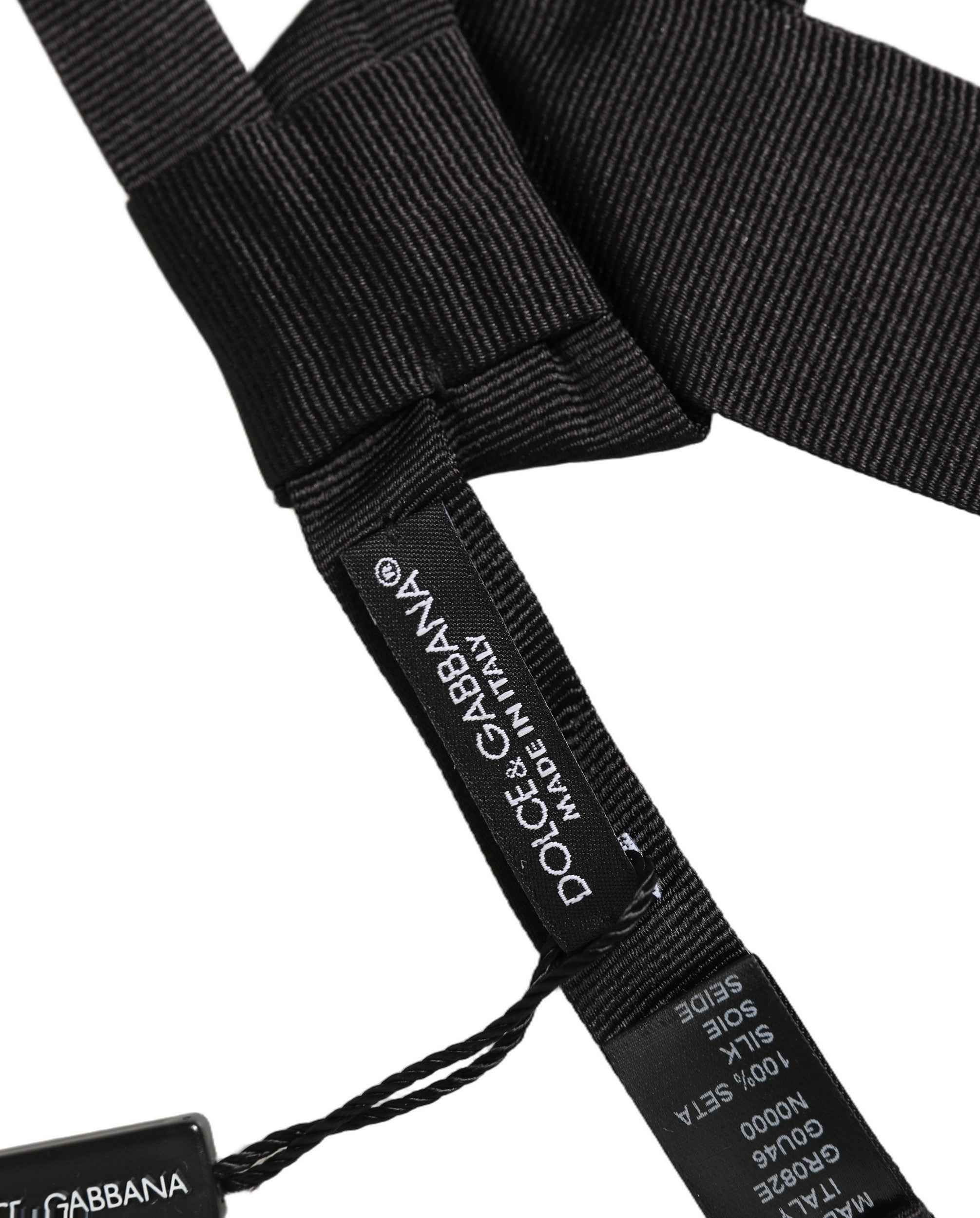 Dolce & Gabbana Men Black 100% SIlk Adjustable Neck Papillon Bow Tie