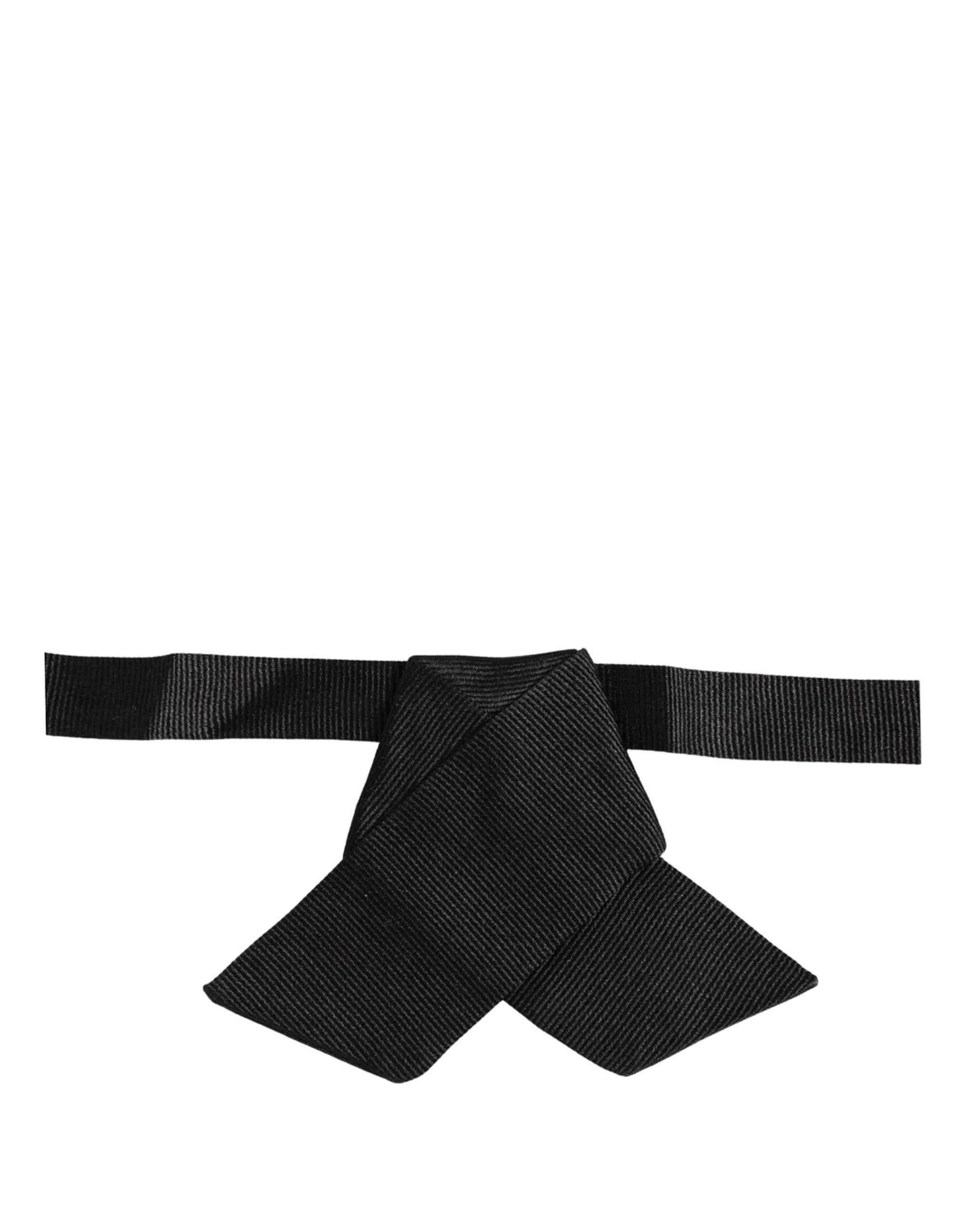 Dolce & Gabbana Men Black 100% SIlk Adjustable Neck Papillon Bow Tie