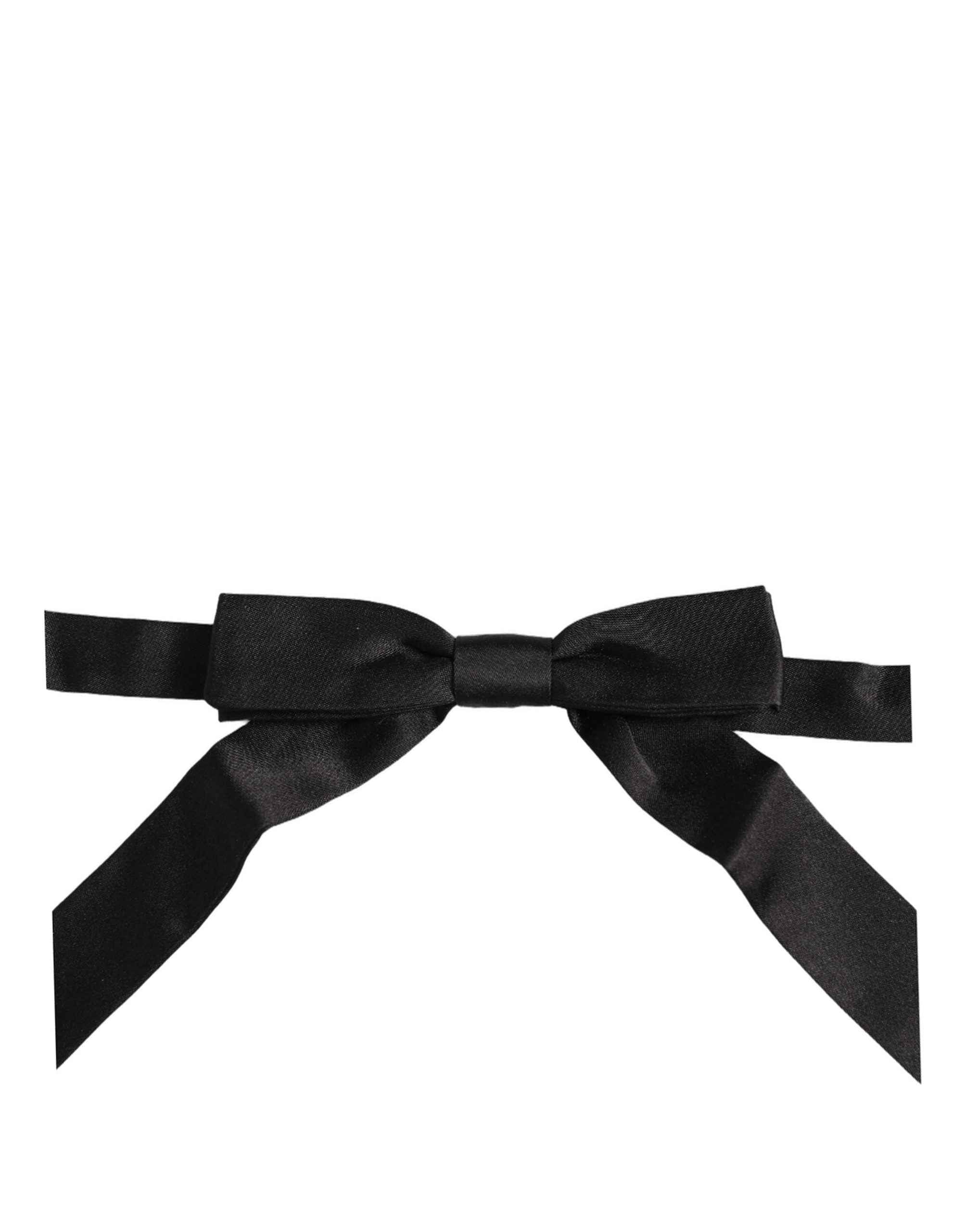 Dolce & Gabbana Men Black 100% SIlk Adjustable Neck Papillon Bow Tie